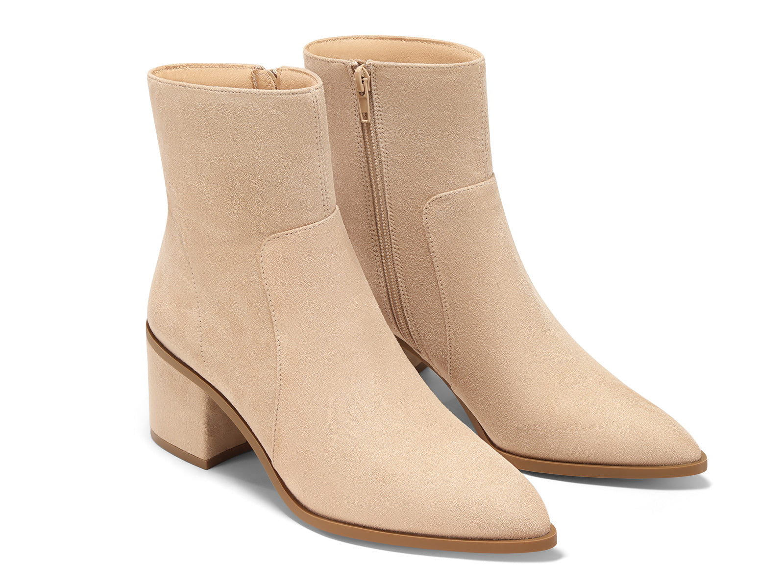 Coutgo Womens Suede Khaki Pointed Ankle Boots