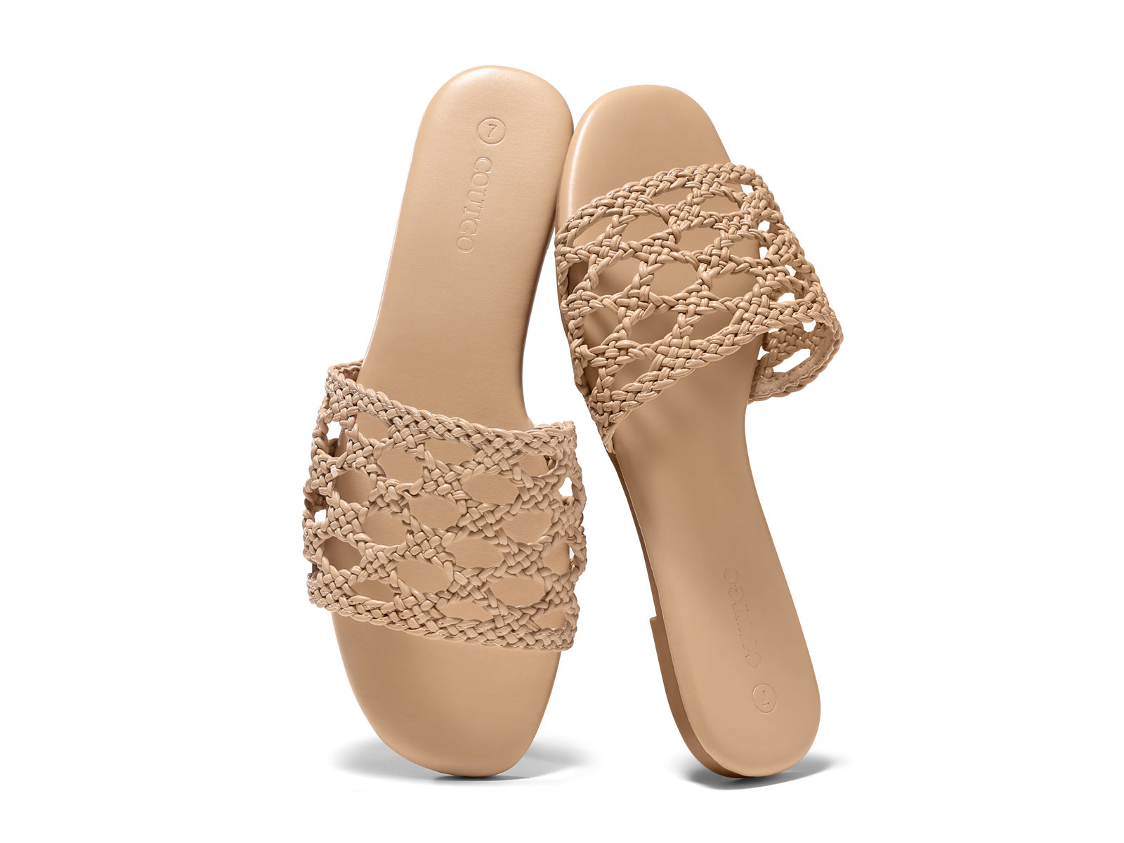 Coutgo Womens Khaki On Slide Flat Sandal