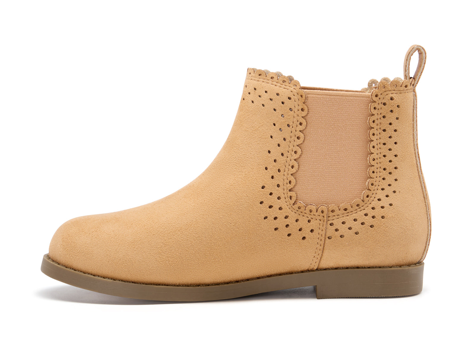 Coutgo Girl Suede Khaki Bow Chelsea Ankle Boots