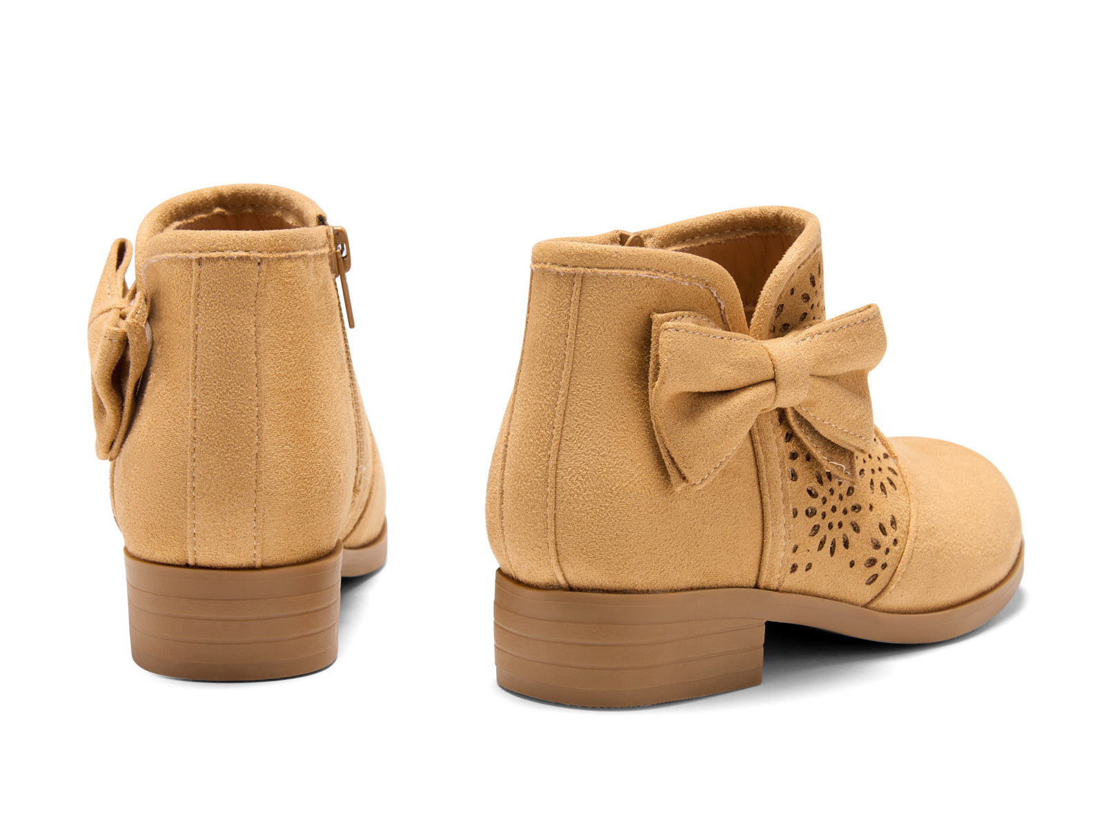 Coutgo Suede Khaki Bow Chunky Ankle Boots