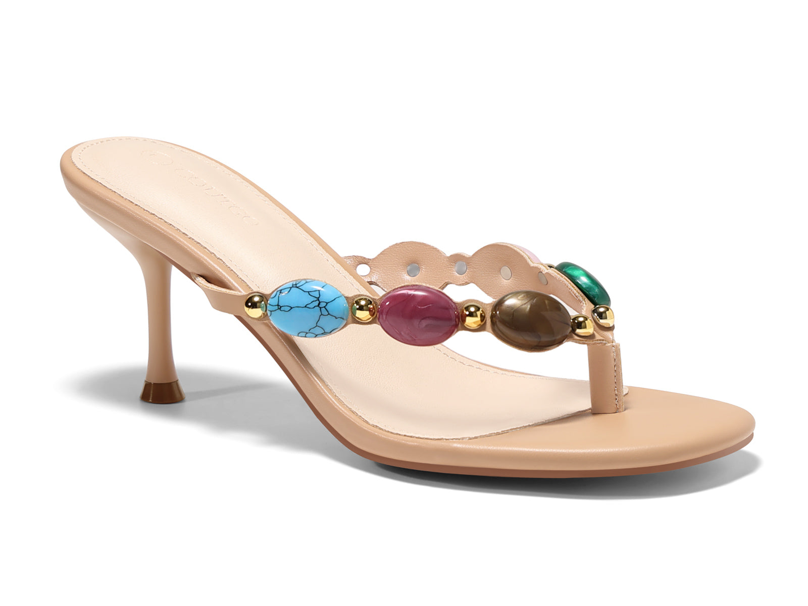 Coutgo Womens Khaki Kitten Heels Sandals