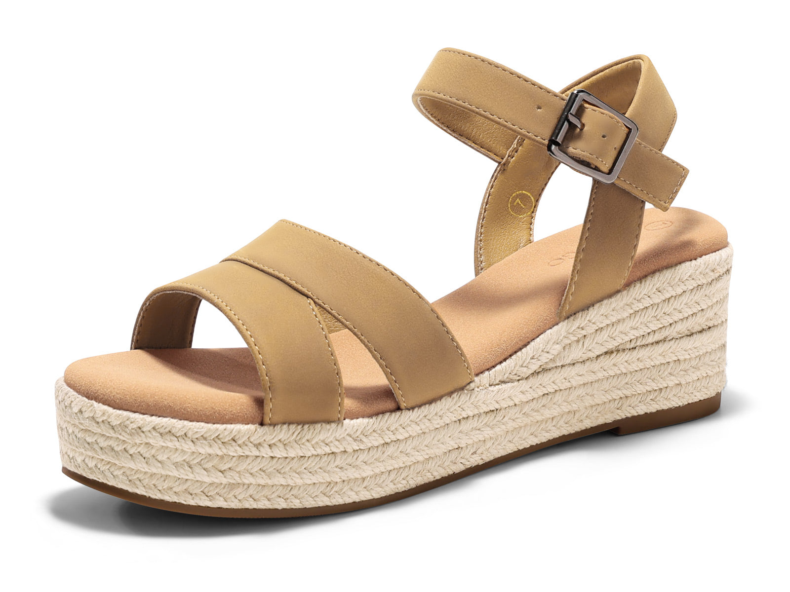 Coutgo Womens Khaki Wedge Platform Sandals