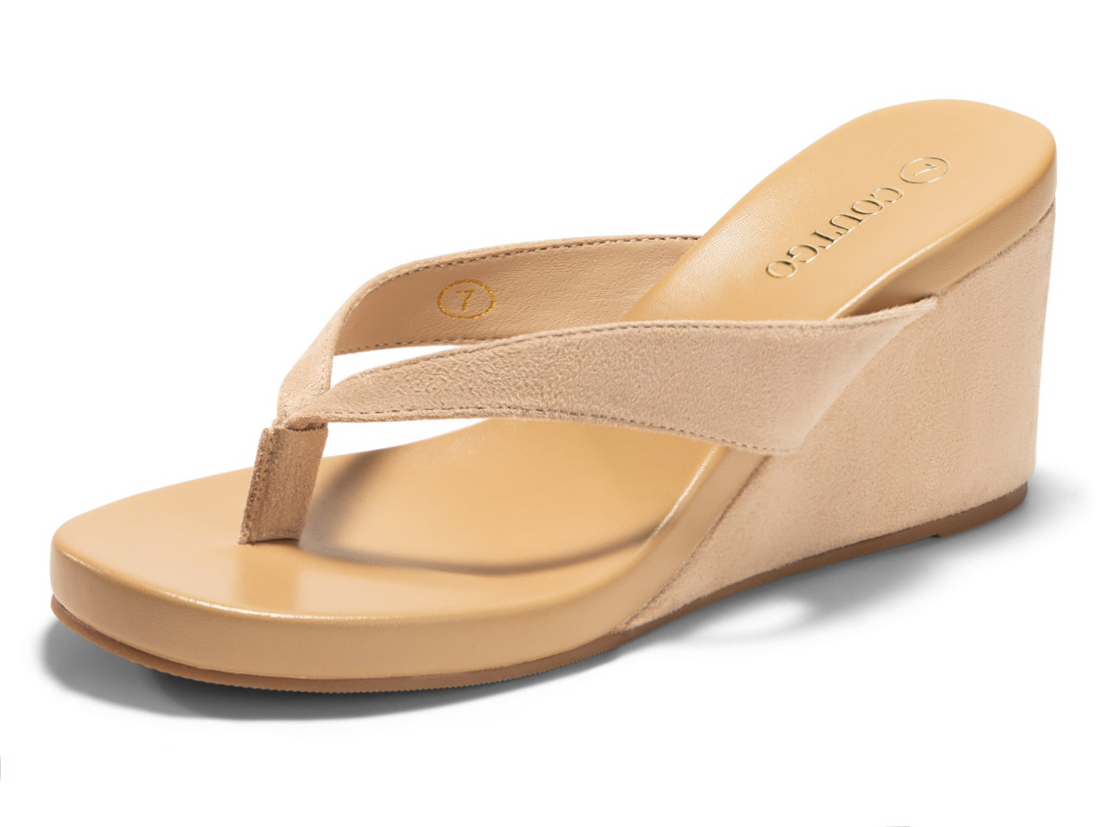 Coutgo Womens Khaki Wedge Heels Sandals