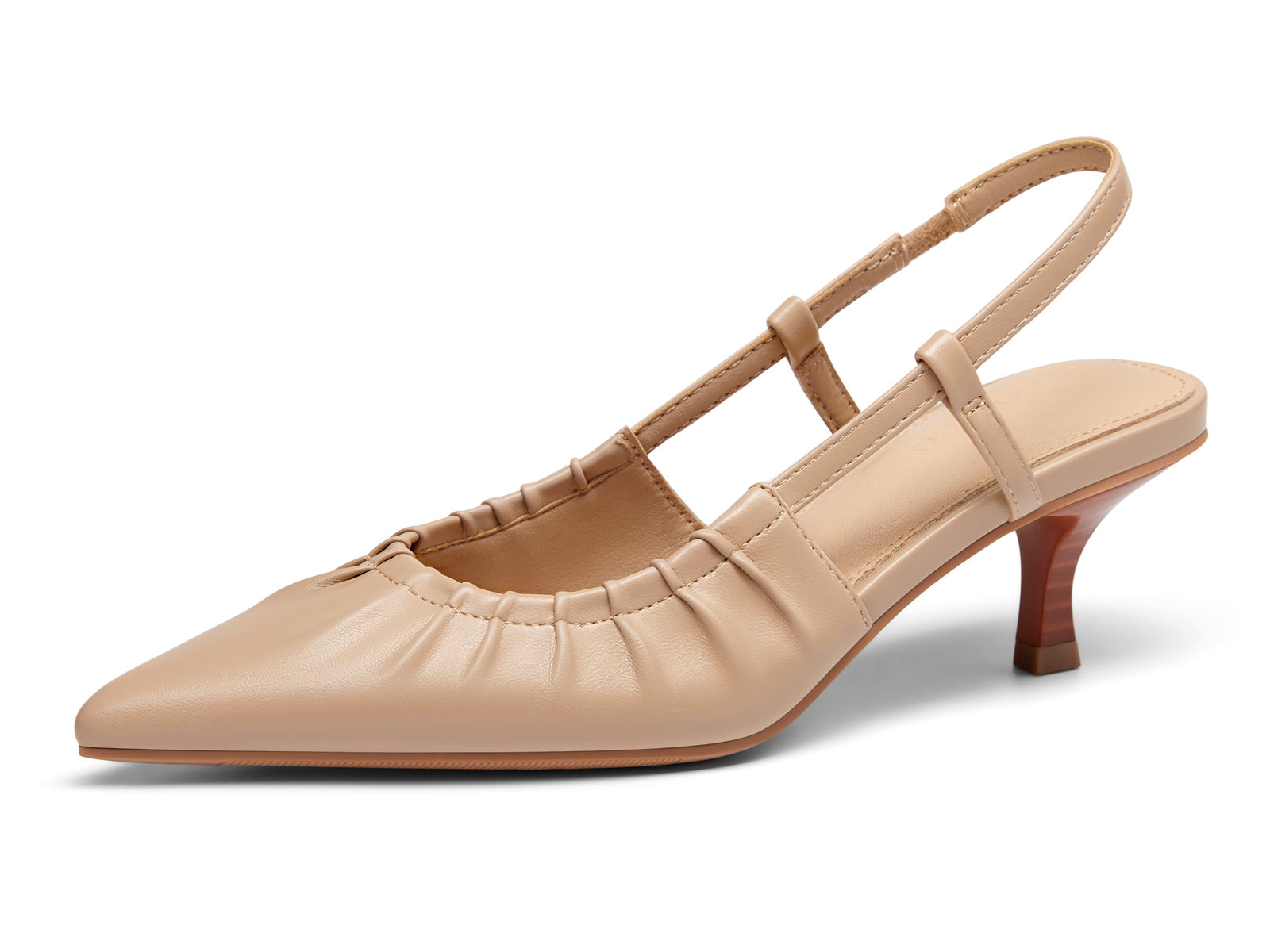 Coutgo Womens Khaki Slingback Kitten Low Heels