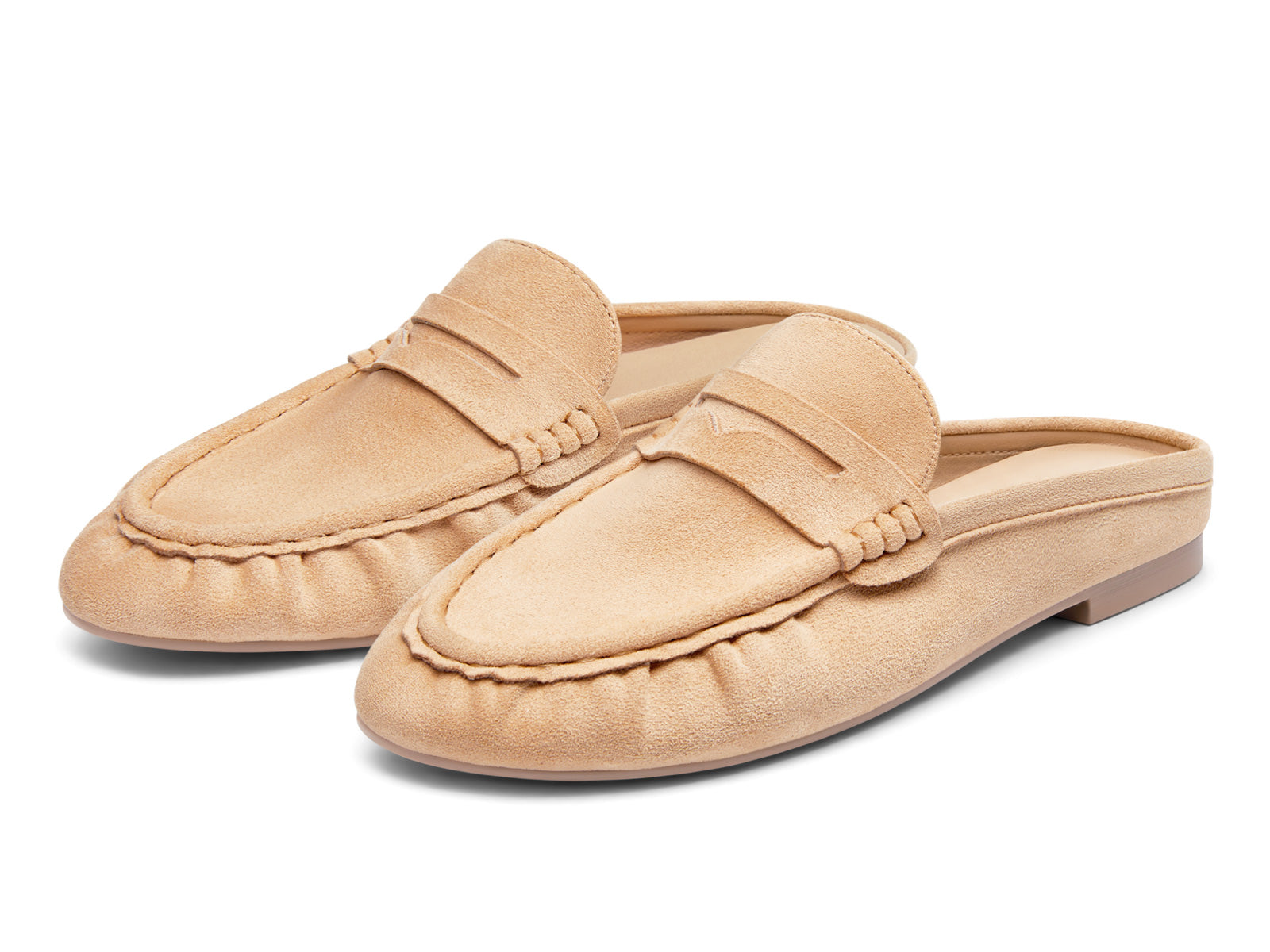 Coutgo Women's Mule Khaki Suede Loafers