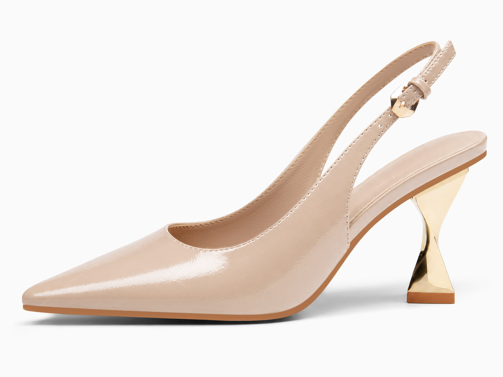 Coutgo Women's Khaki Kitten Slingback Heels
