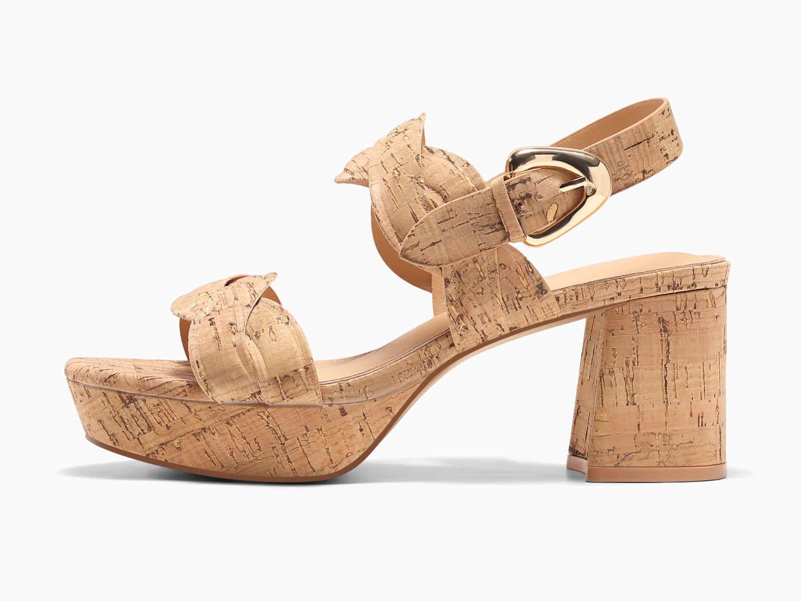 Coutgo Womens Khaki Platform Sandals Cork Chunky Heels