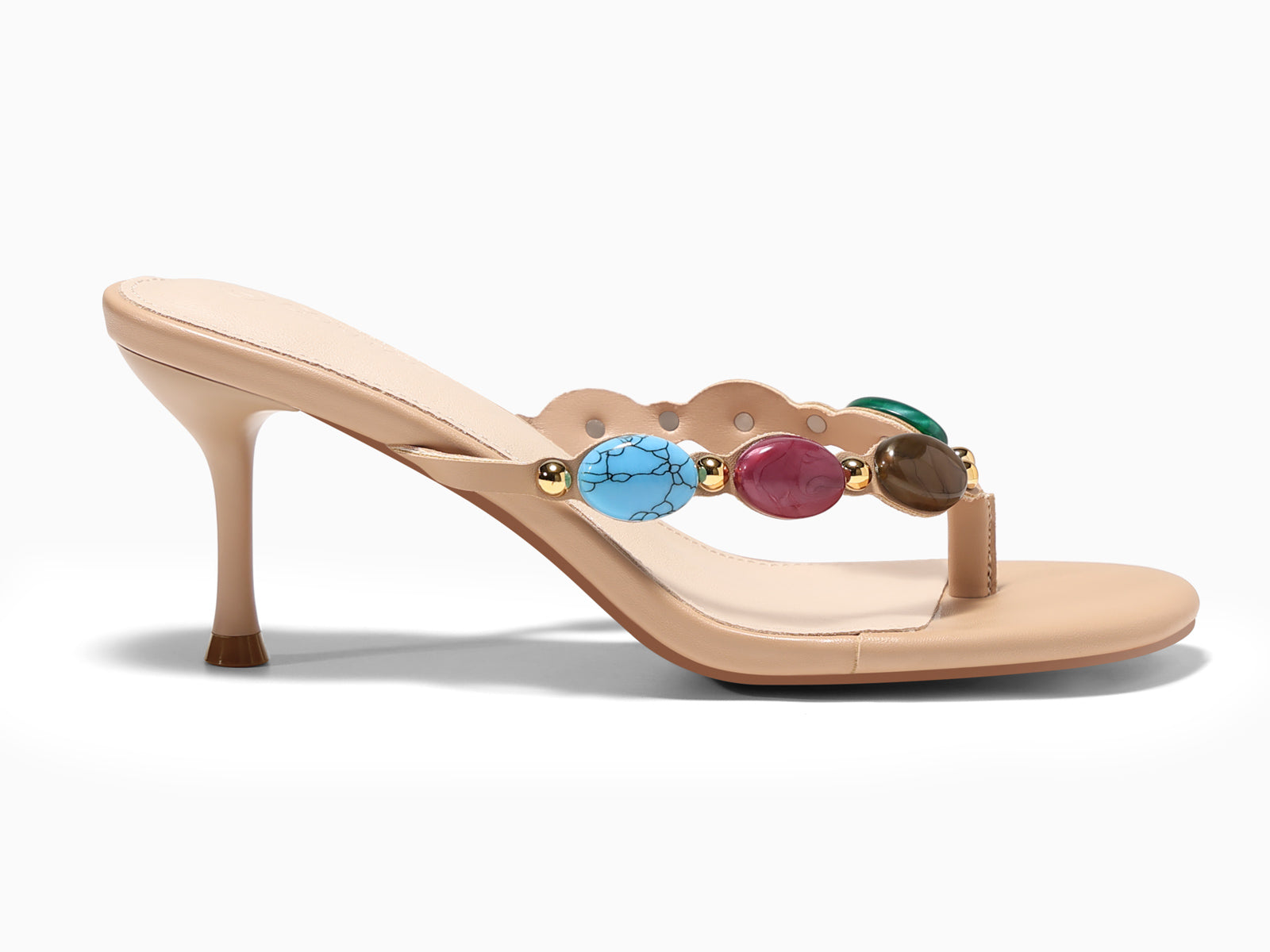 Coutgo Womens Khaki Kitten Heels Sandals