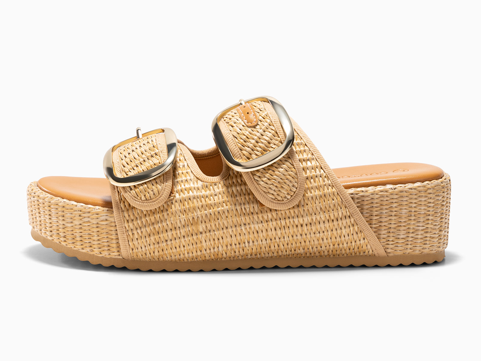 Coutgo Womens Khaki Platform Raffia Sandals