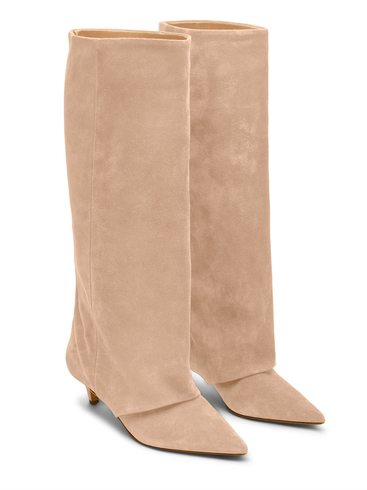 Coutgo Womens Khaki Pointed Knee High Boots