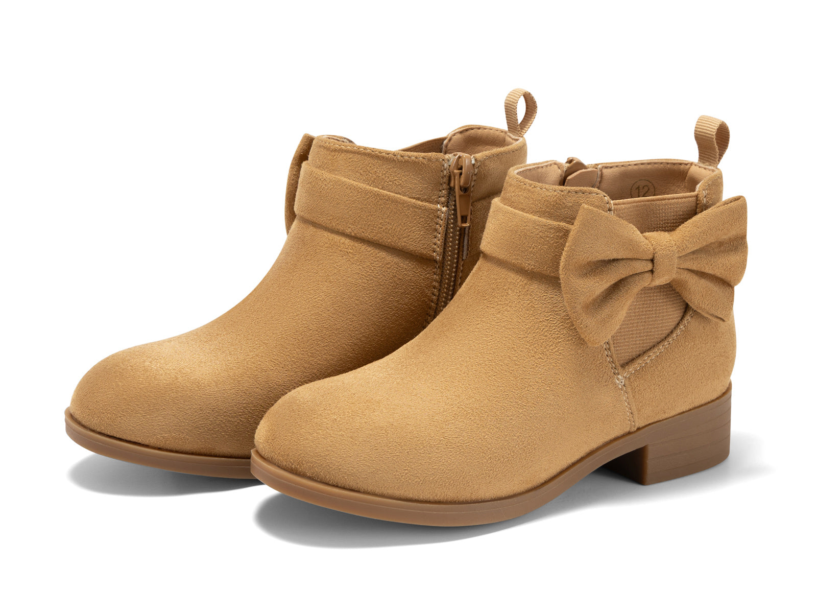 Coutgo Girls Khaki Bow Suede Ankle Boots
