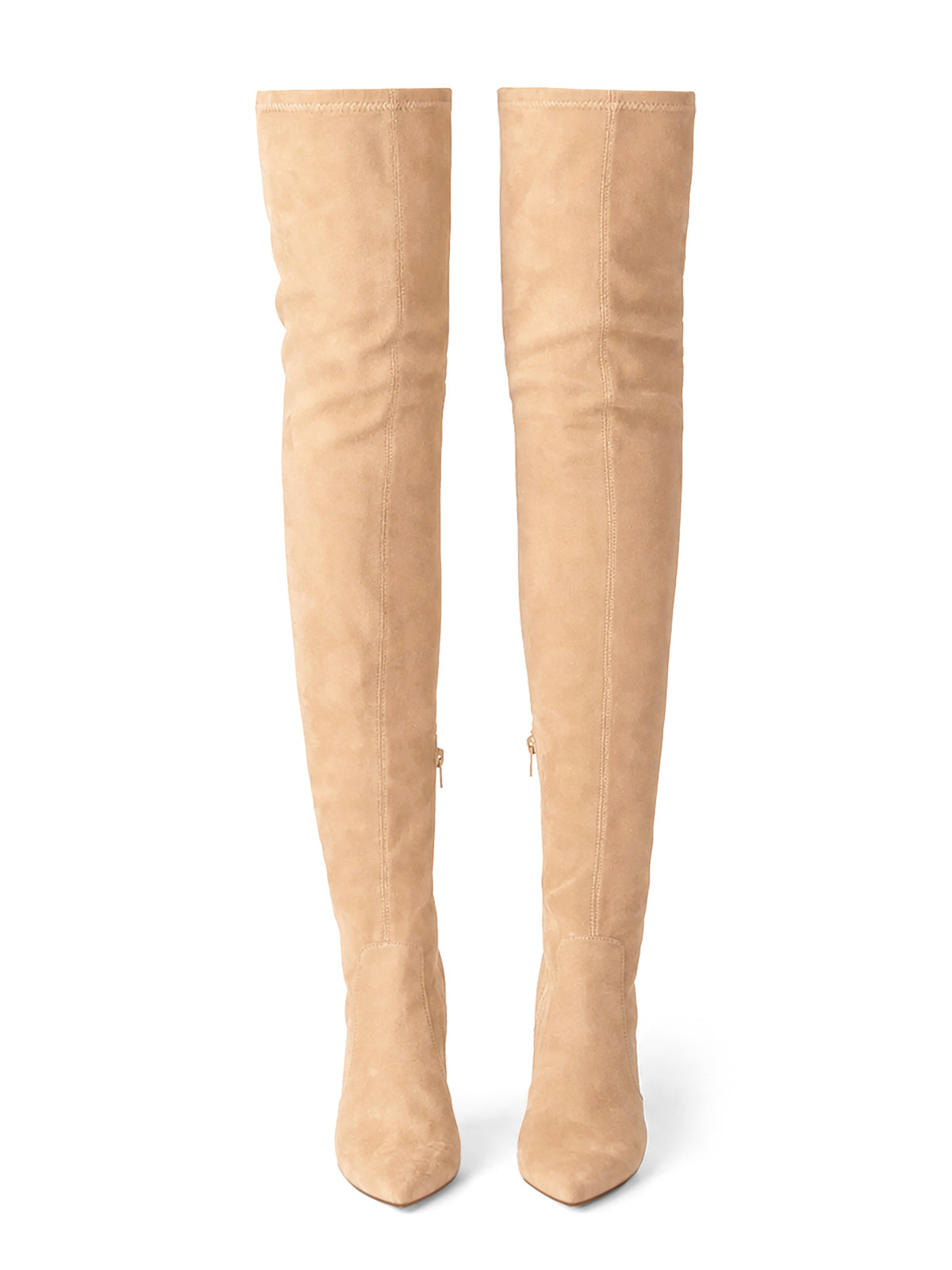 Coutgo Women Khaki Thigh High Heel Boots