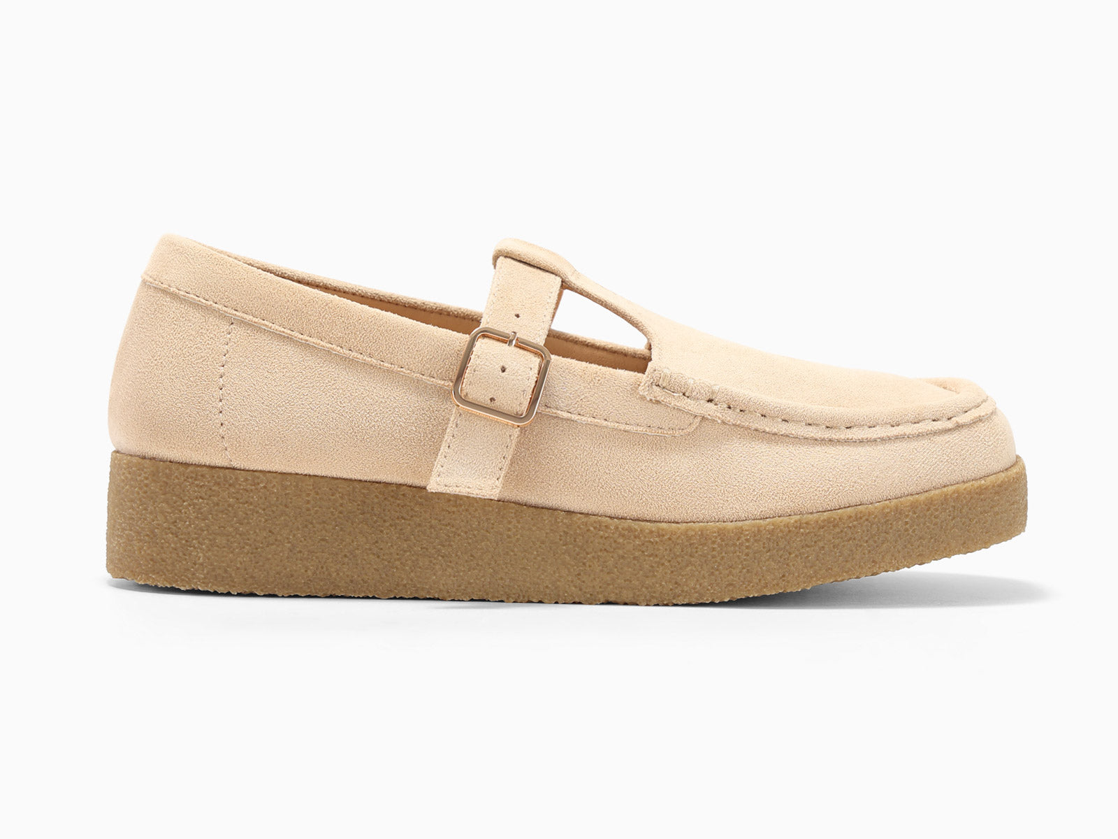 Coutgo WomenSuede Khaki Square Toe Platform Loafers