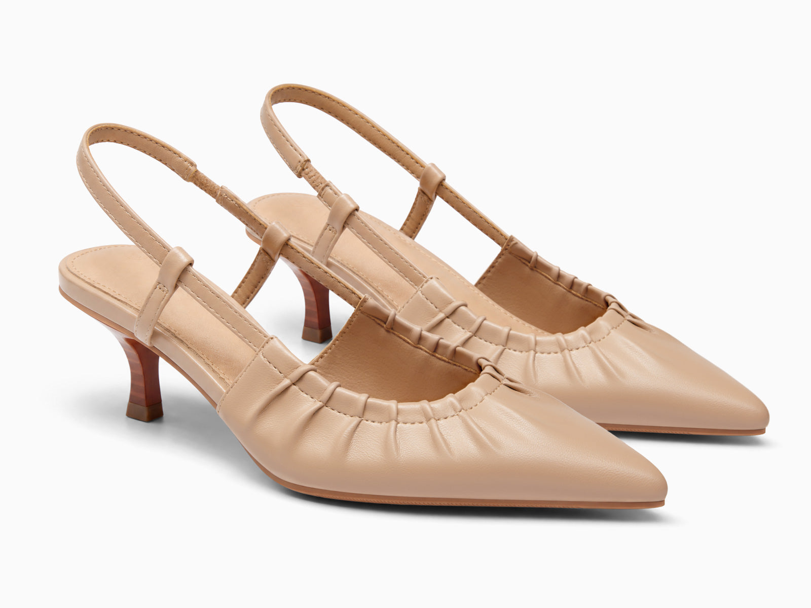 Coutgo Womens Khaki Slingback Kitten Low Heels
