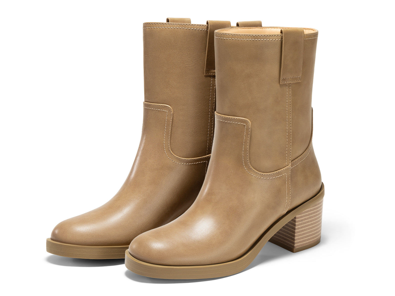 Coutgo Womens Khaki Platform Mid Calf Boots Khaki / 7.5 / Pull On