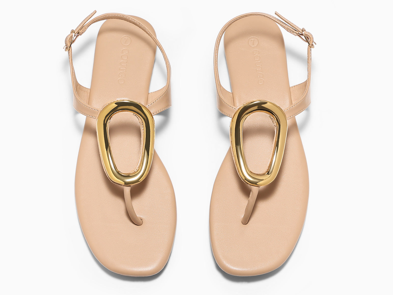 Coutgo Womens Khaki Flat Flip Flops Sandals