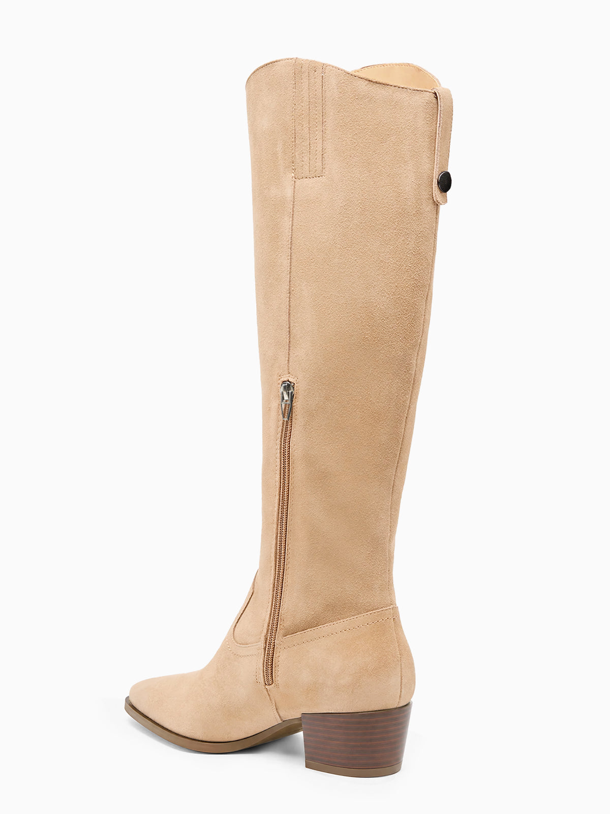 Coutgo Women Suede Khaki Wide Calf Knee Boots