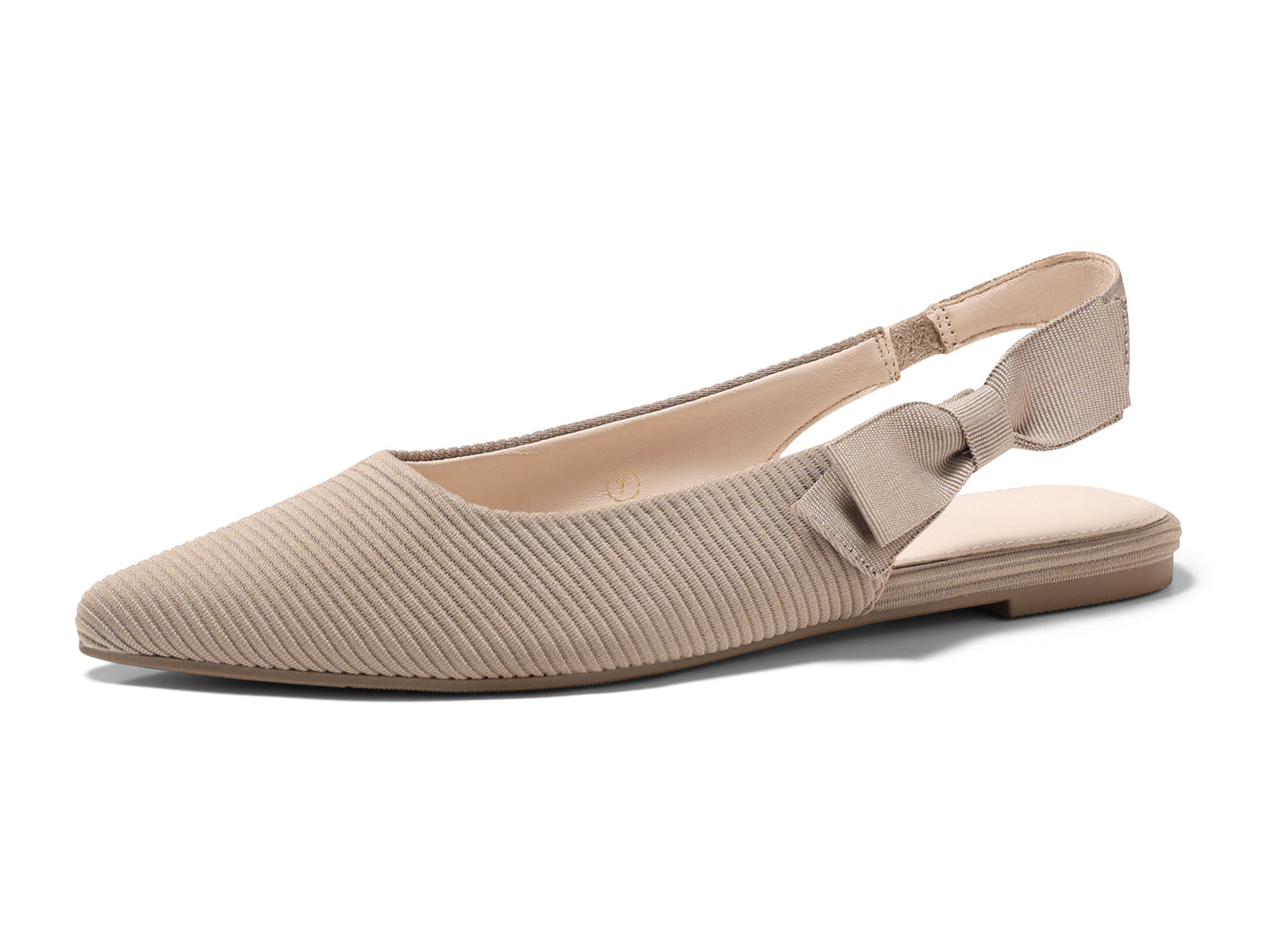 Coutgo Womens Light Coffee Suede Bow Slingback Flats