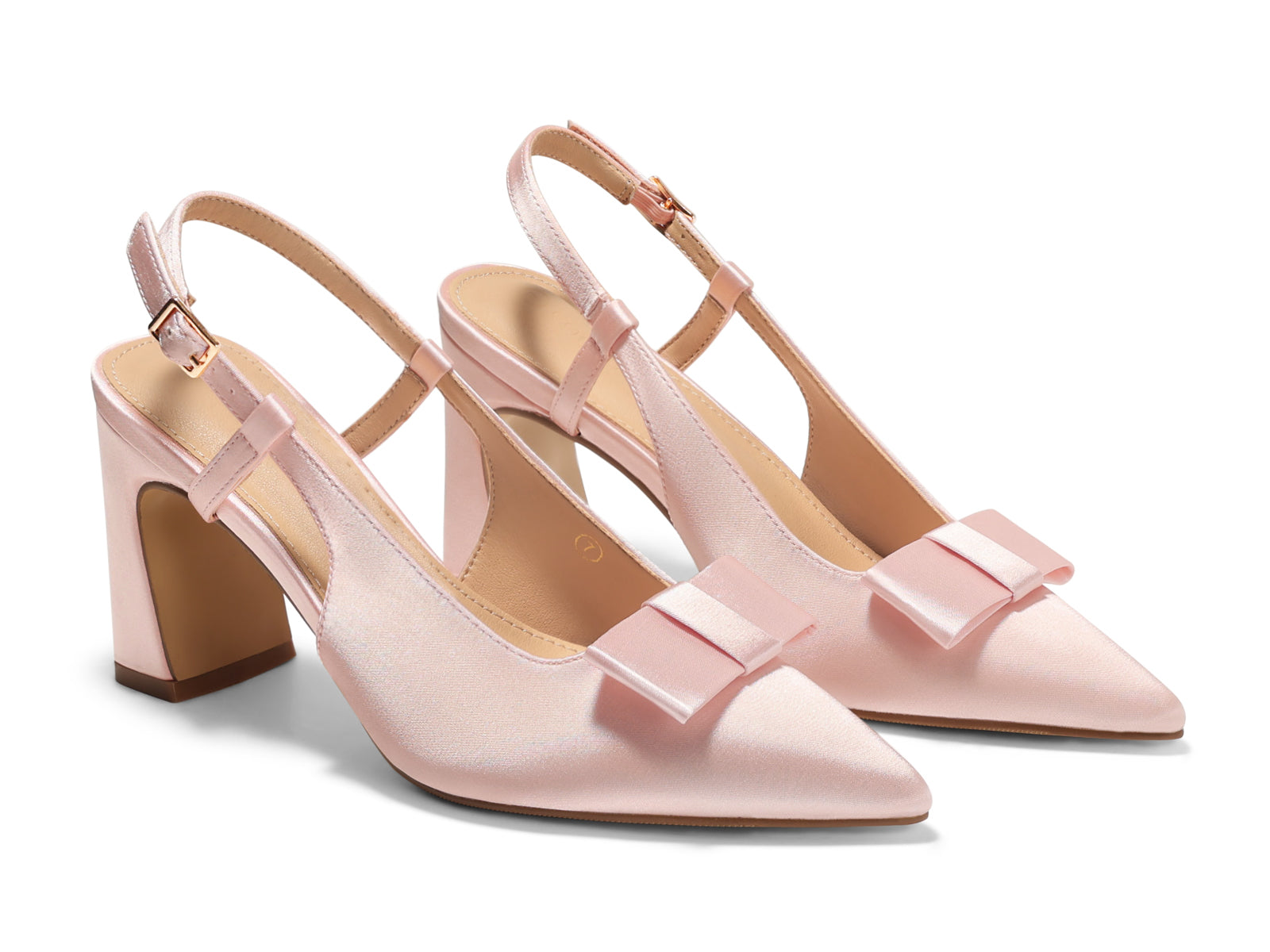 Coutgo Womens Light Pink Slingback Chunky High Heels