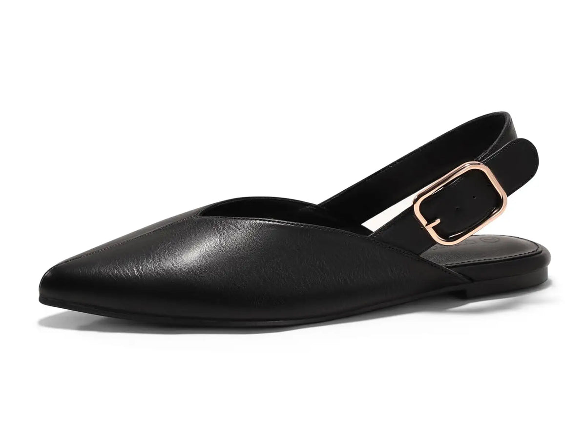Coutgo Womens Pointed-Toe Slingback Flats with Buckle Closure