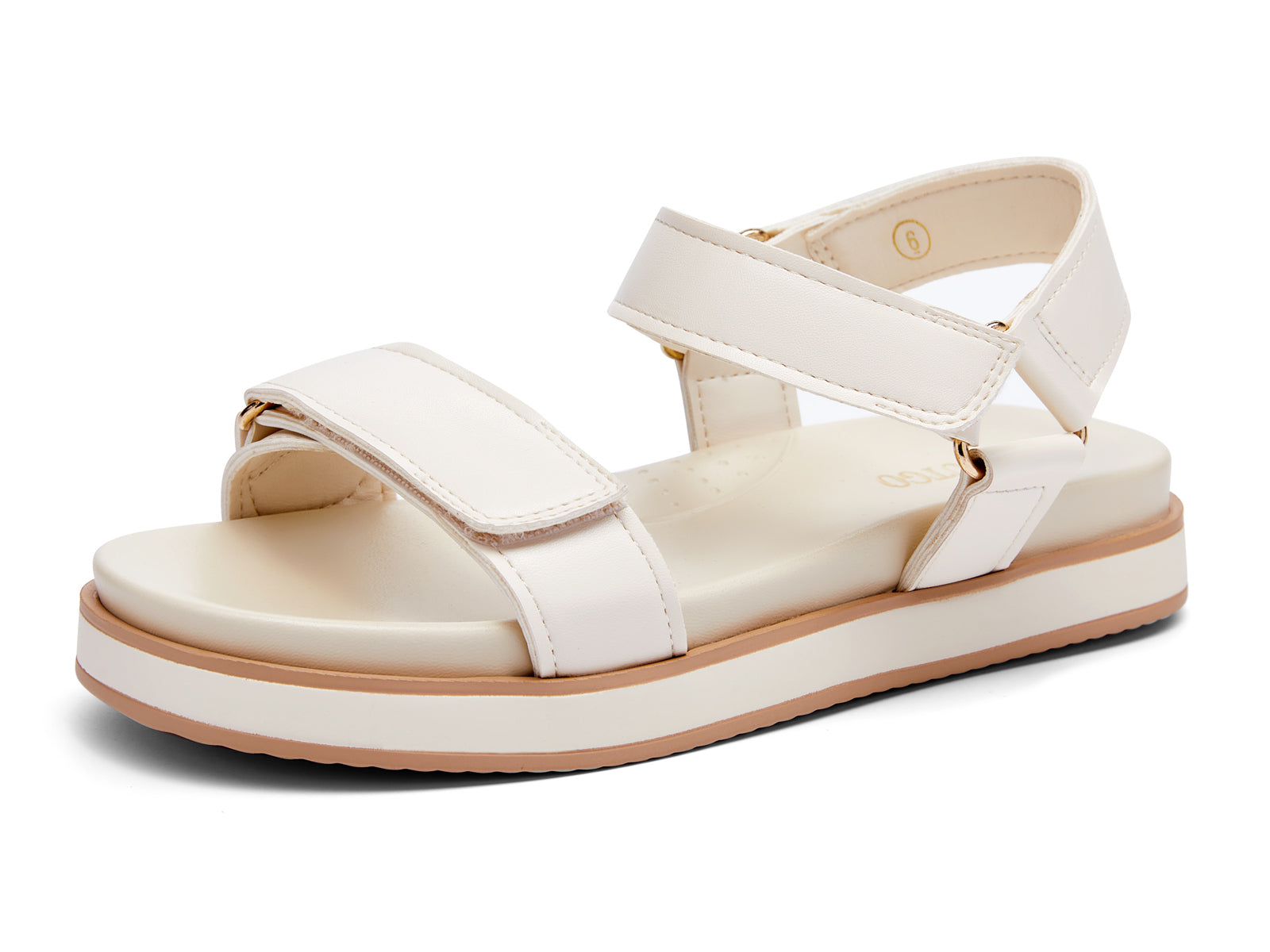 Coutgo Womens Cream White Low Wedge Sandals