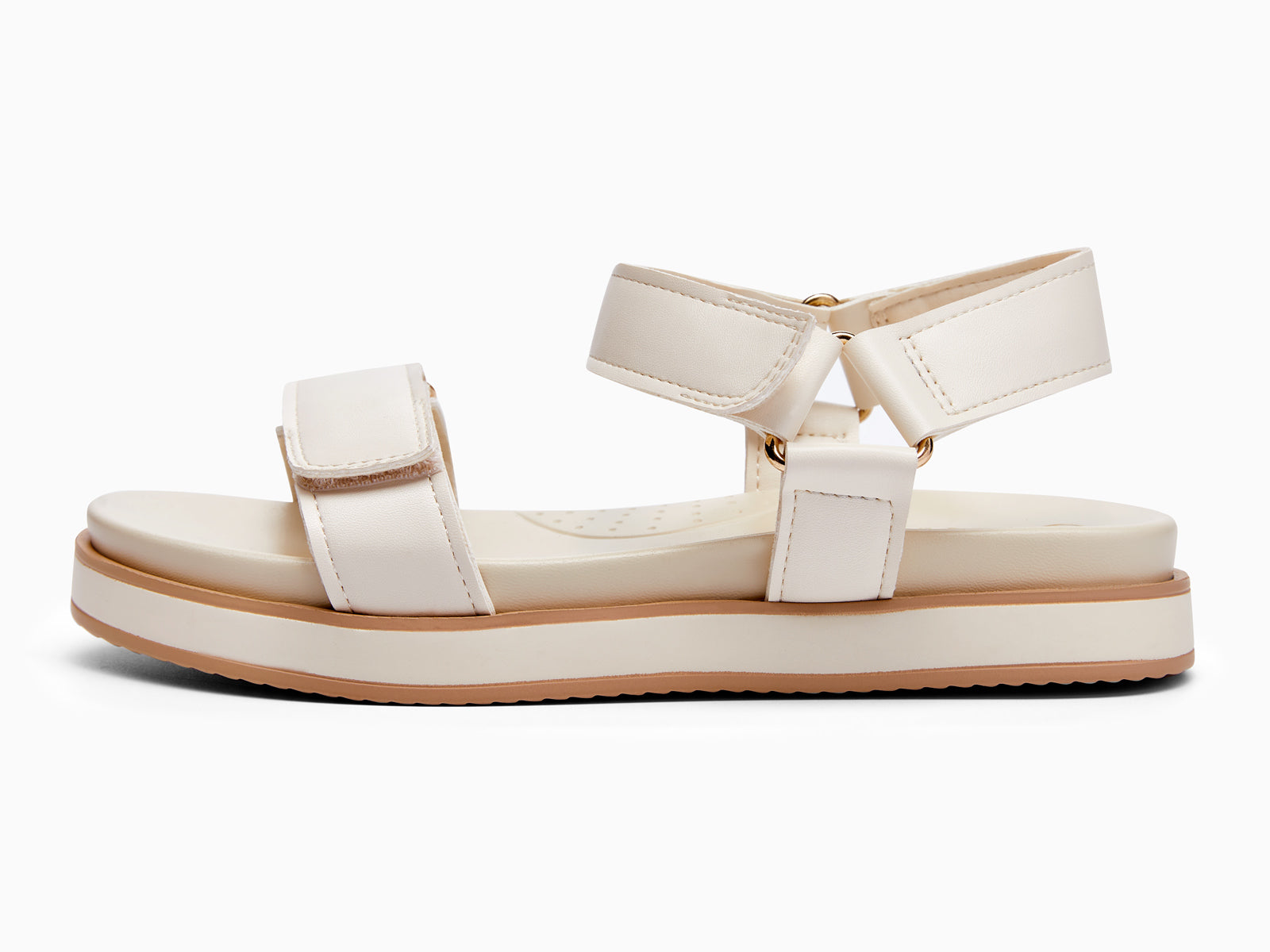 Coutgo Womens Cream White Low Wedge Sandals