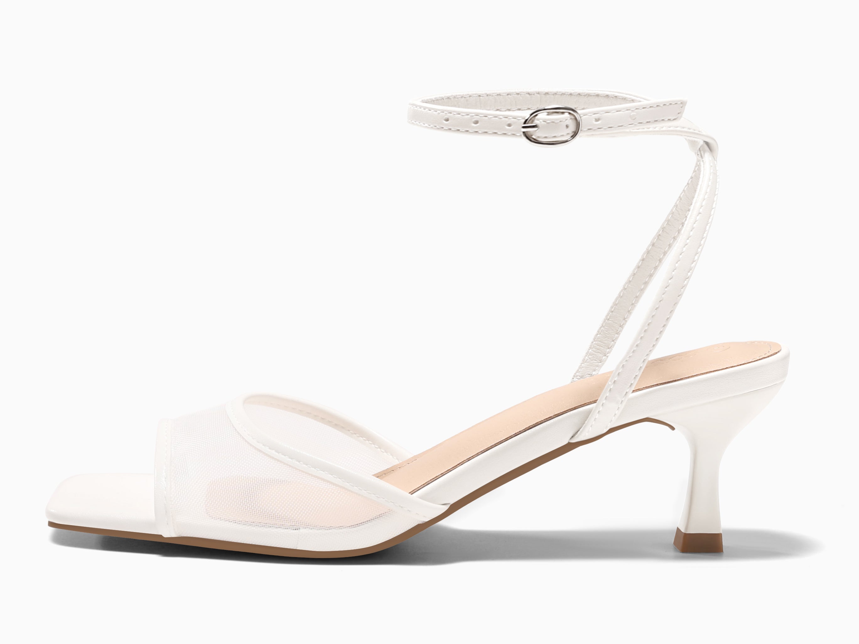 Coutgo Womens Cream White Kitten Low Heels