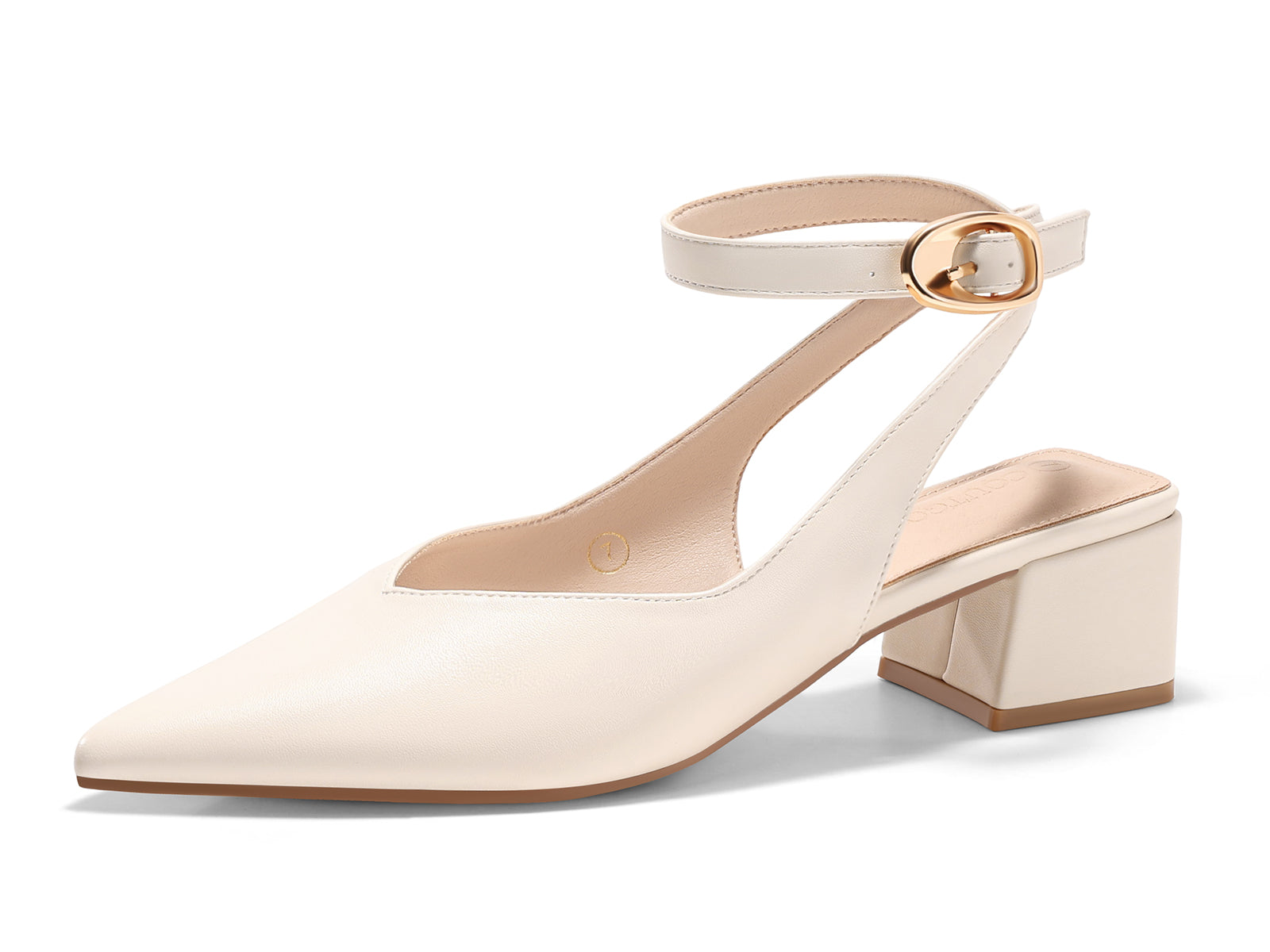 Coutgo Womens Cream White Low Heel Pumps