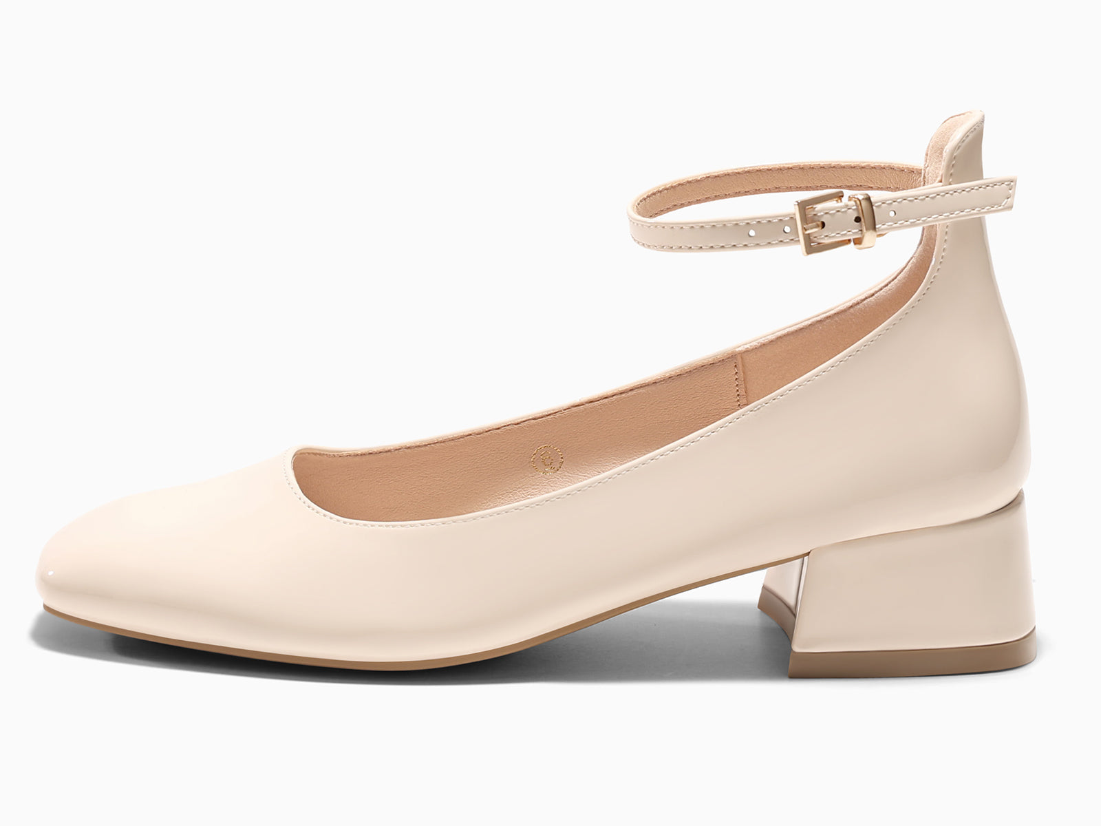 Coutgo Womens Beige Chunky Low Heels