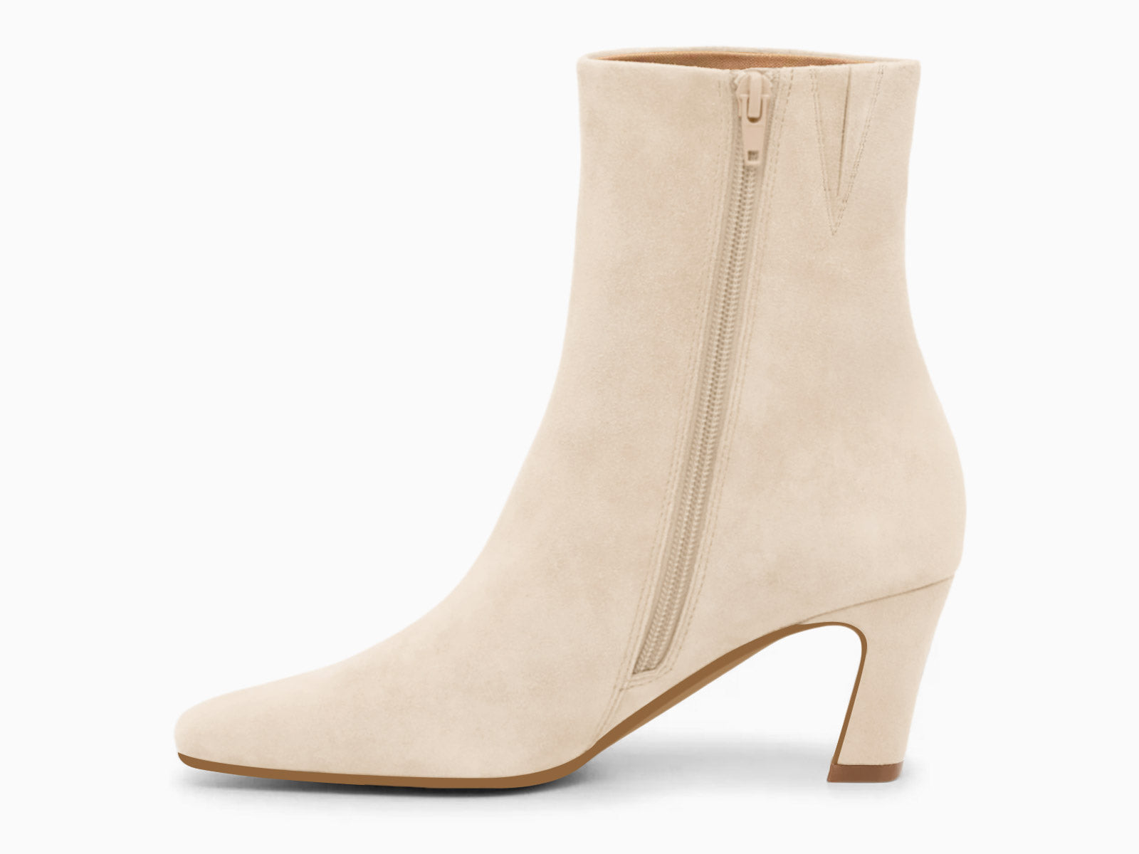 Coutgo Suede Creamy White Square Toe Ankle Boots
