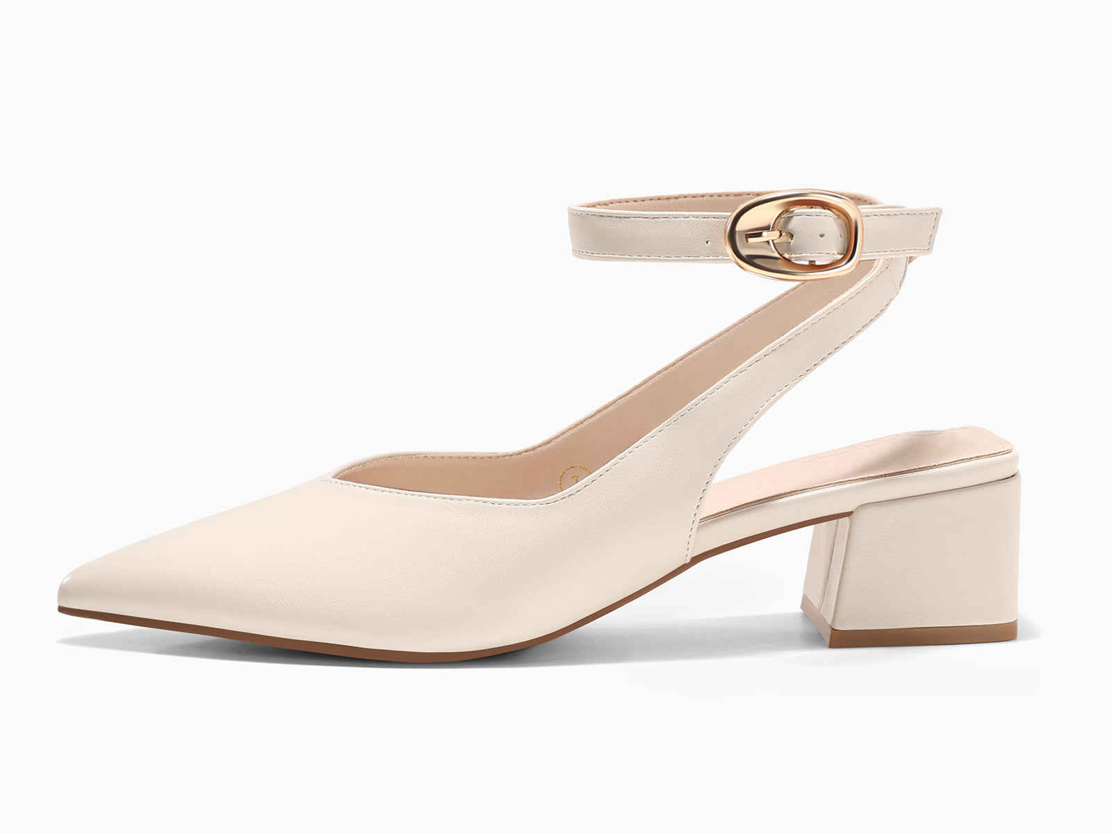 Coutgo Womens Cream White Low Heel Pumps