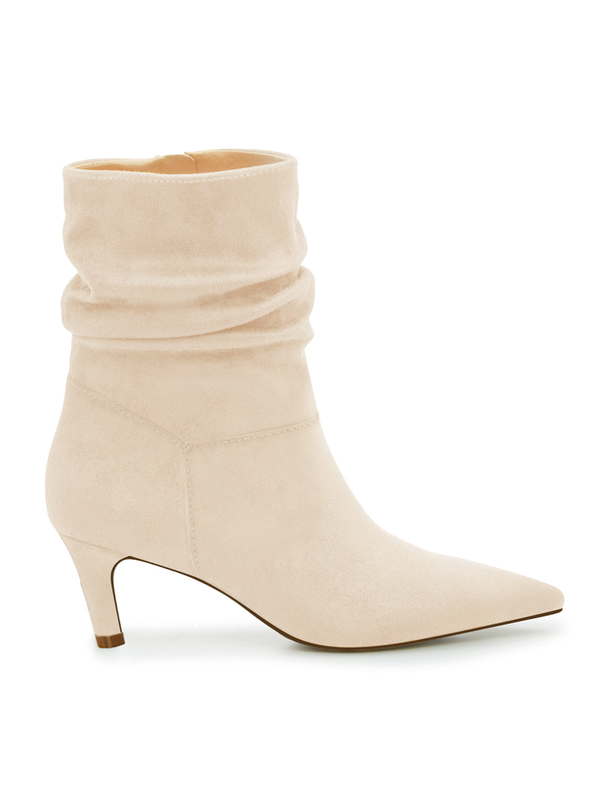 Coutgo Women Cream White Slouch Pointed Ankle Boots