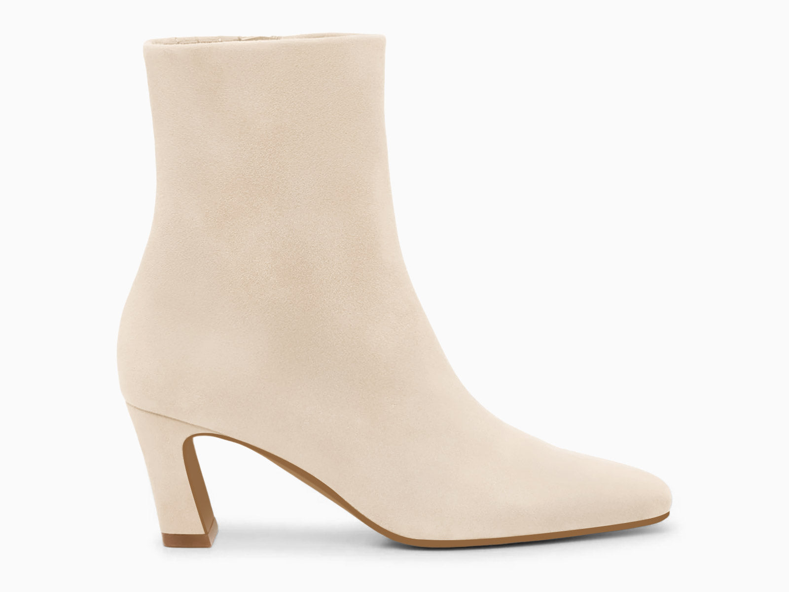 Coutgo Suede Creamy White Square Toe Ankle Boots