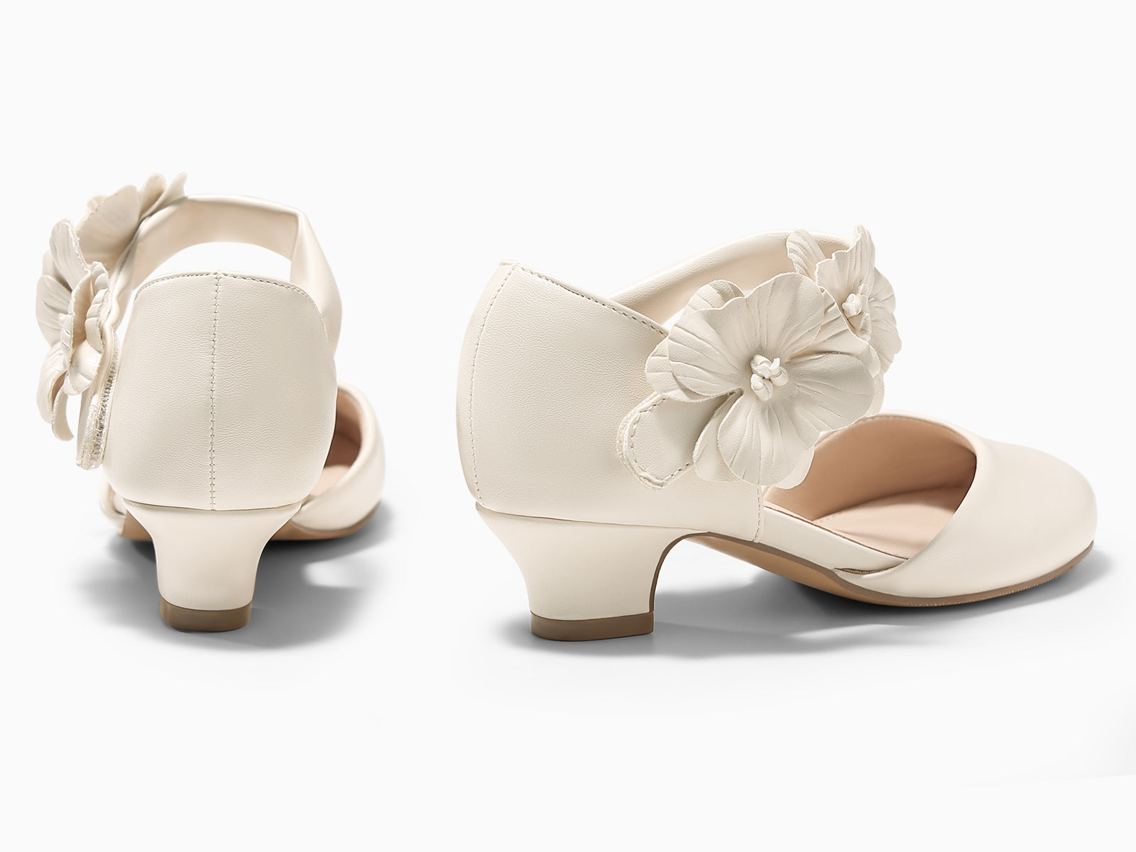 Coutgo Girls Beige Closed Toe Low Chunky Heels