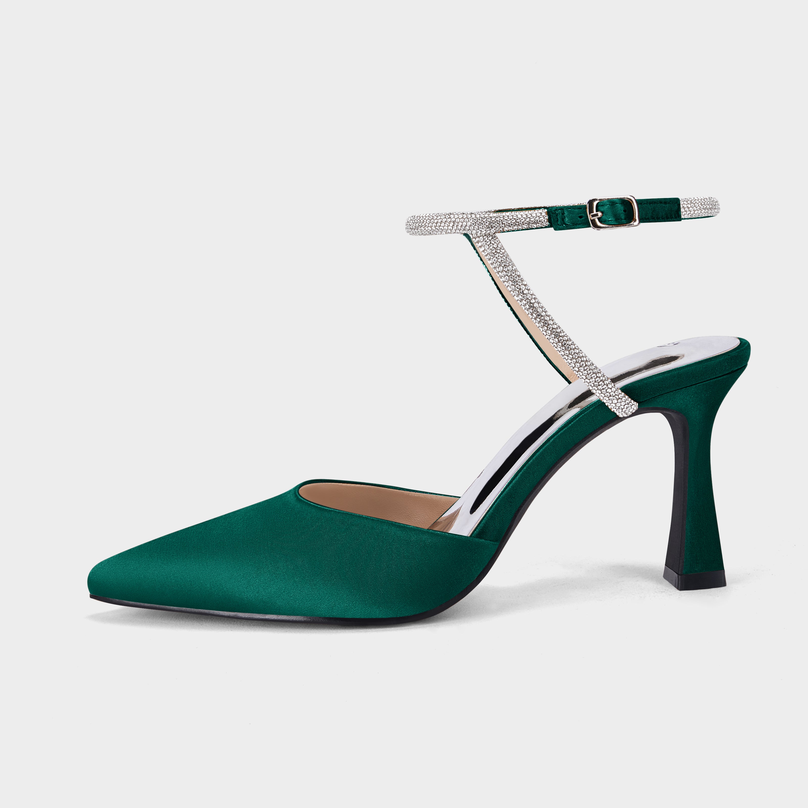 Coutgo Women Dark Green Rhinestone Pumps