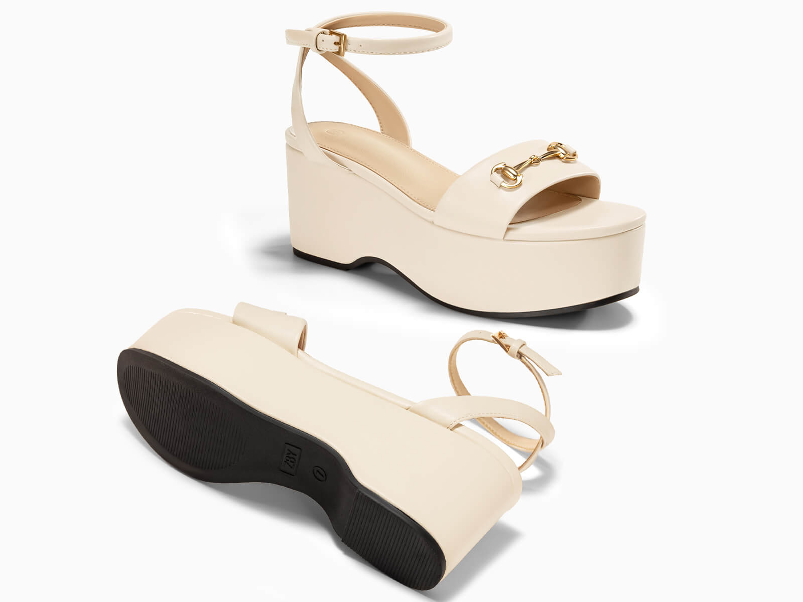 Coutgo Womens Apricot Platform Chunky Wedges Heels