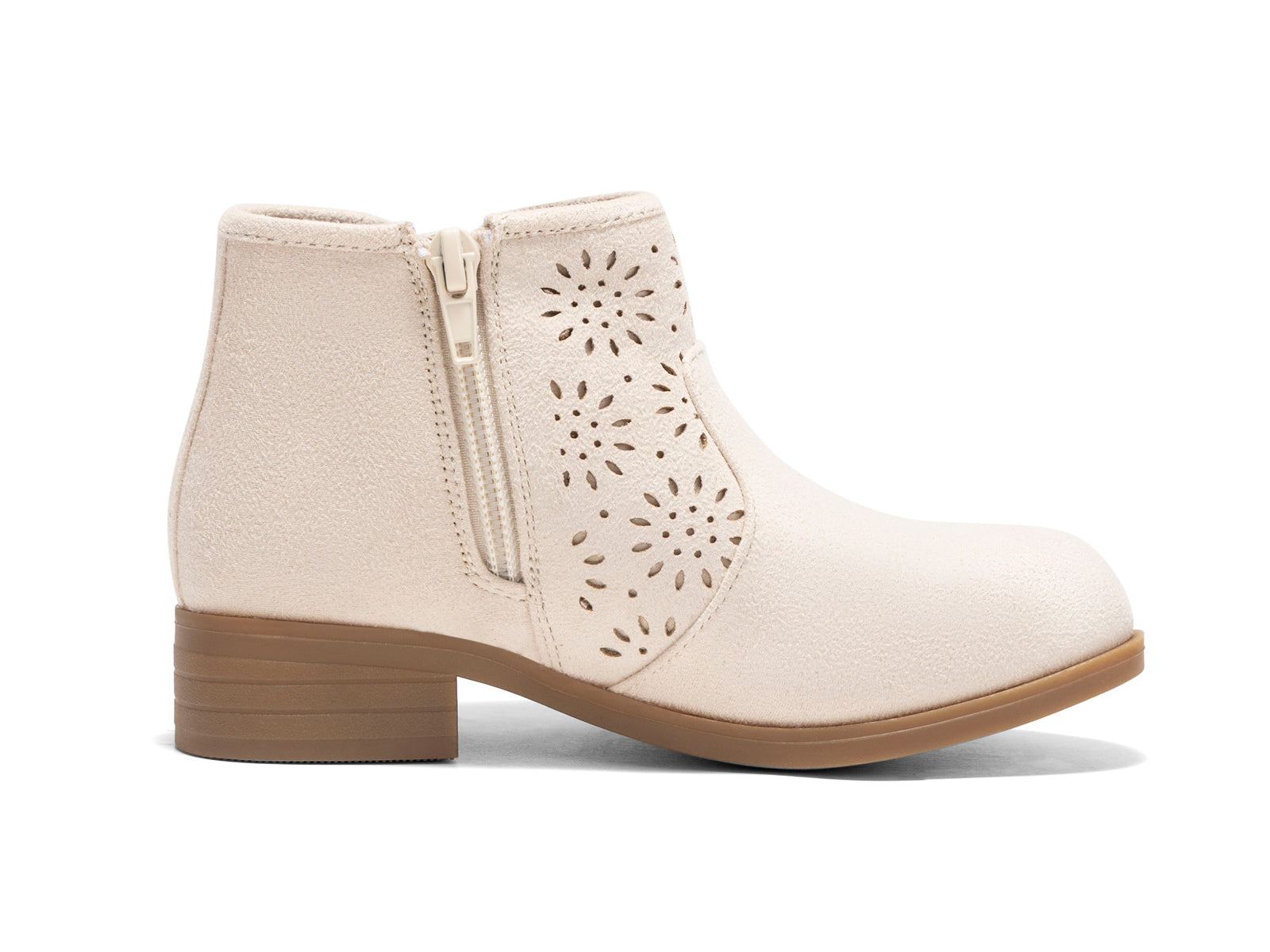 Coutgo Suede Nude Bow Chunky Ankle Boots