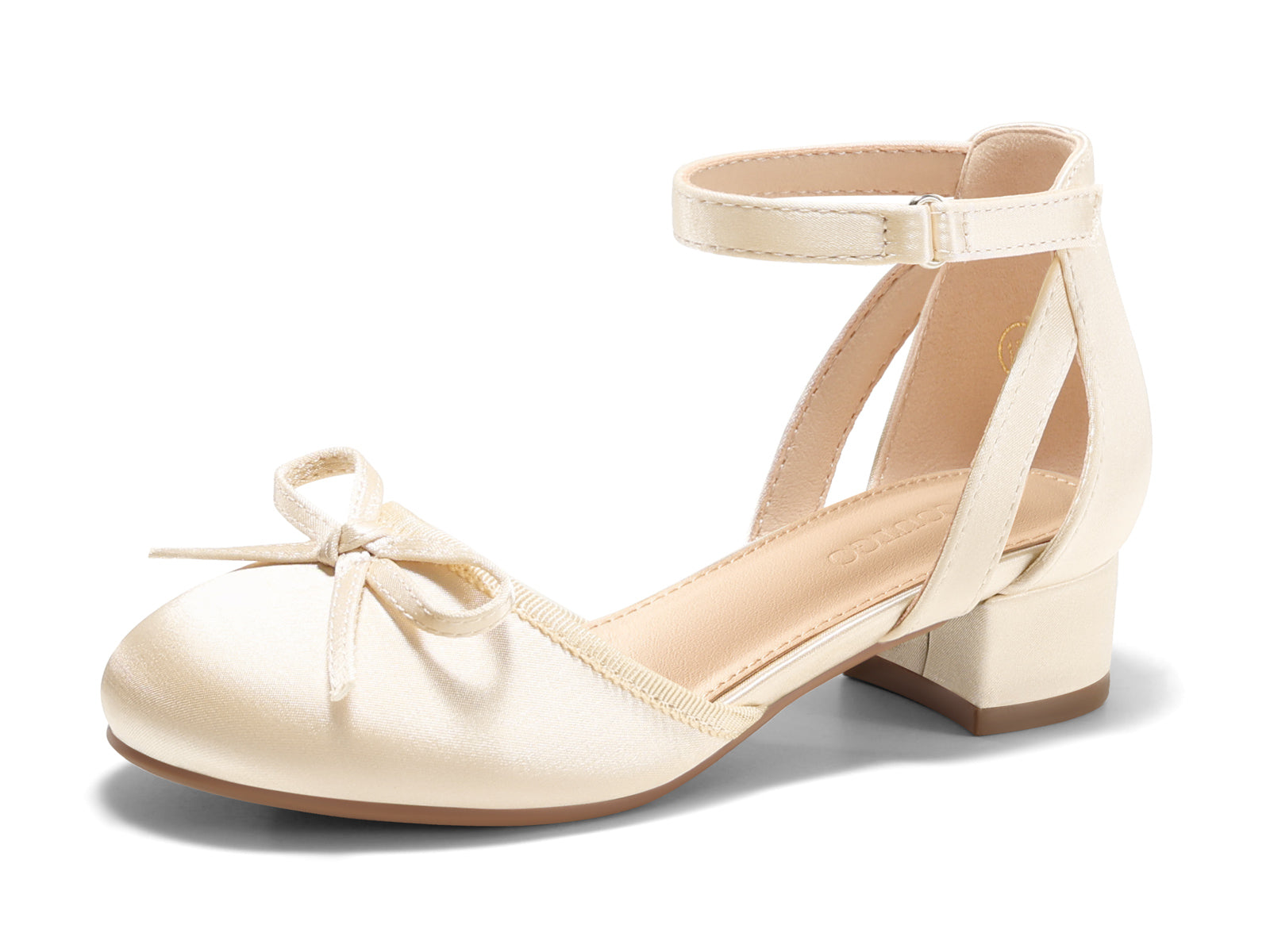 Coutgo Beige Girls Wedding Dress Shoes