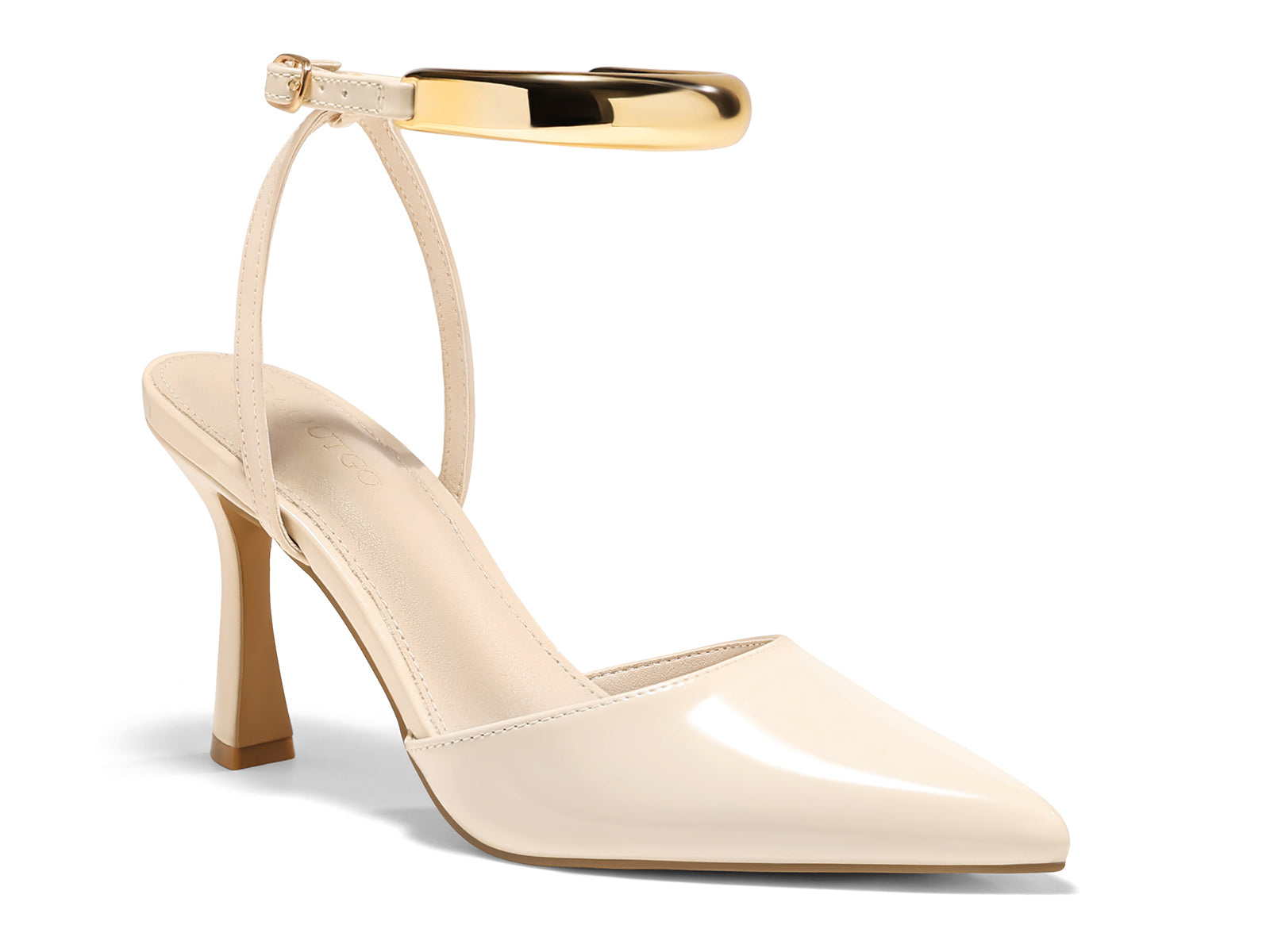 Coutgo Womens Beige Strappy High Heels