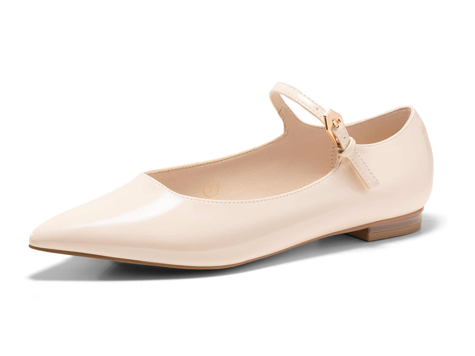 Coutgo Womens Beige Mary Jane Flats