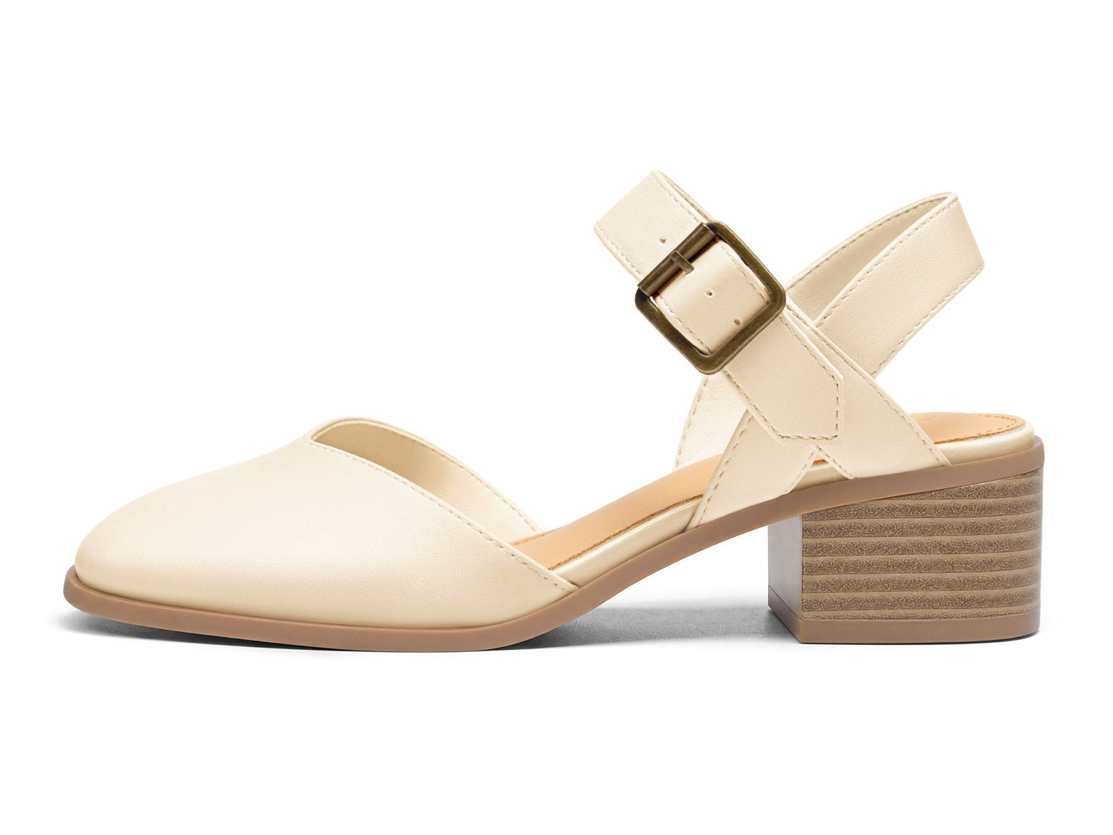Coutgo Womens Beige Closed Toe Vintage Pumps
