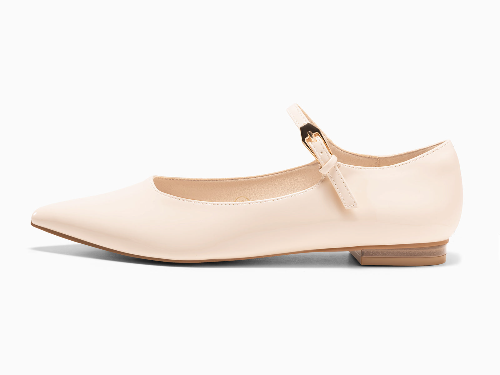Coutgo Womens Beige Mary Jane Flats