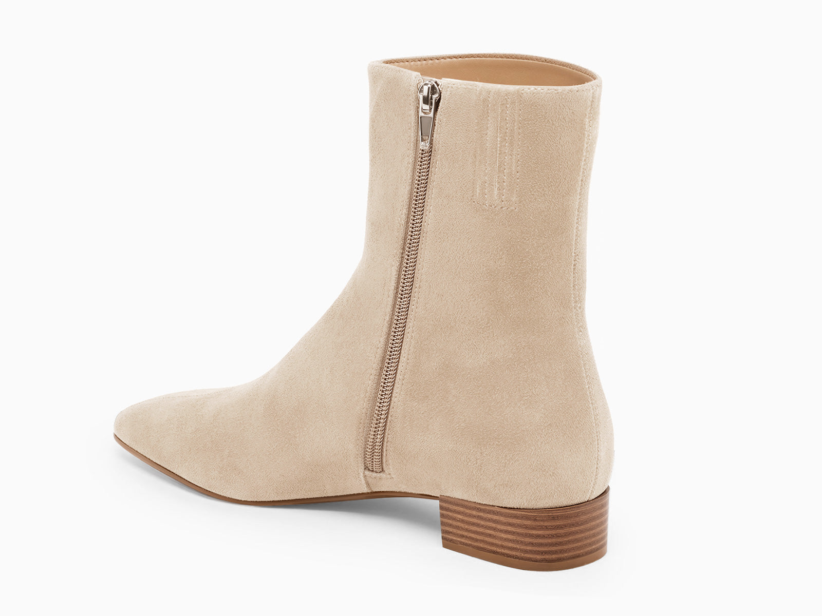 Coutgo Suede Beige Chunky Heel Ankle Boots
