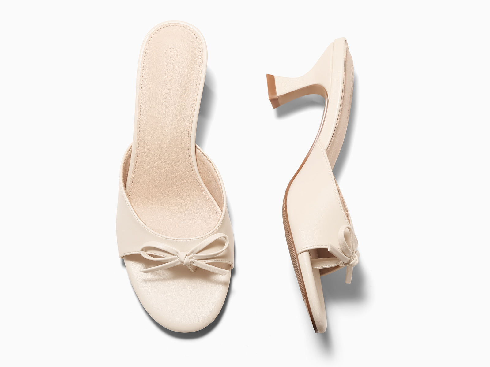 Coutgo Women's Beige Pu Kitten Heels Sandals