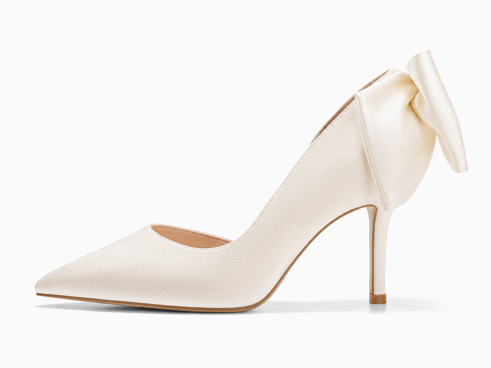 Coutgo Womens Beige Bow Stiletto High Heels