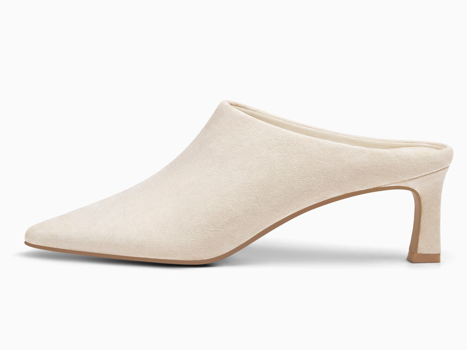 Coutgo Womens Suede Beige Kitten Heels Mules