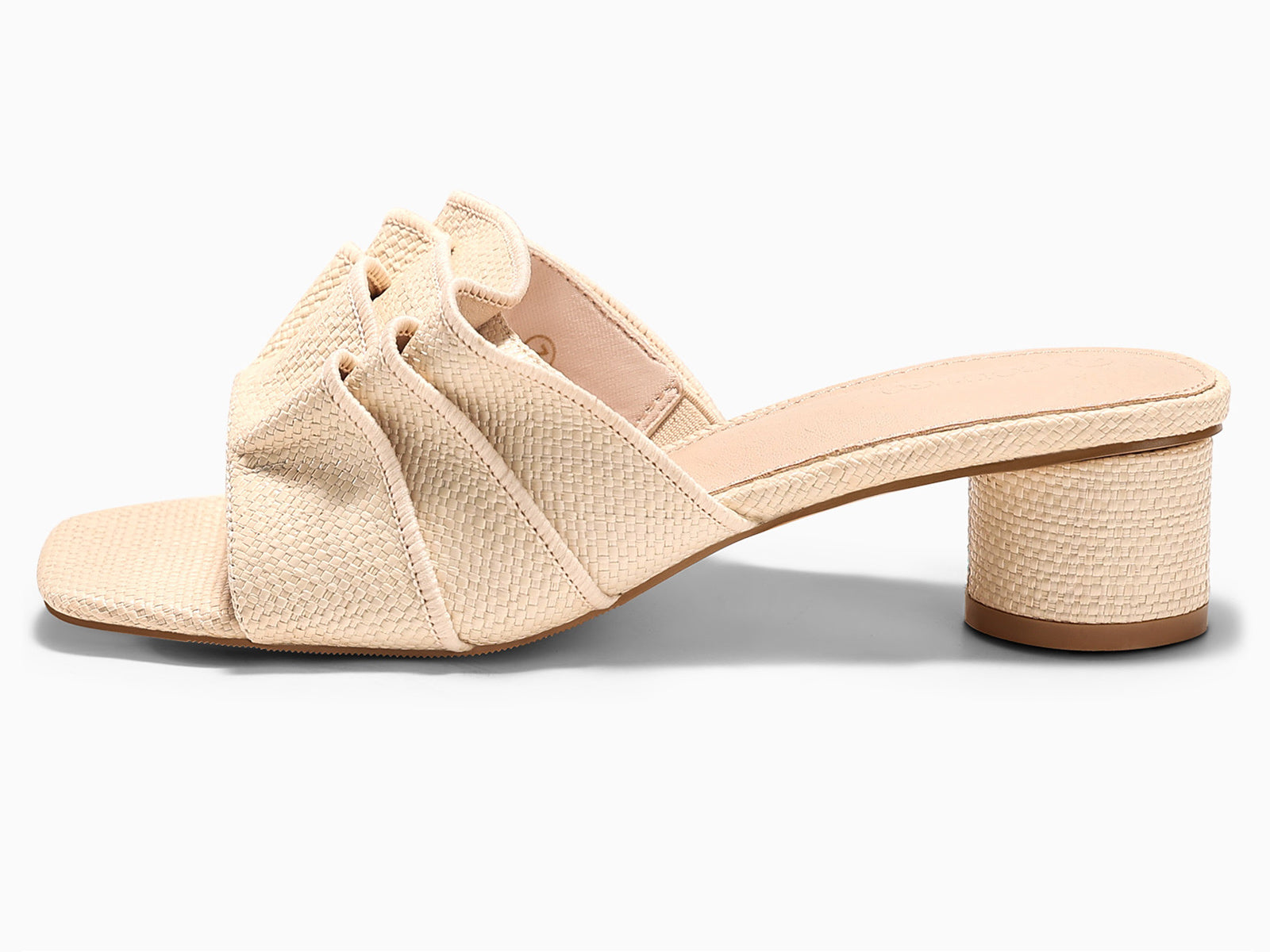 Coutgo Womens Beige Raffia Chunky Low Heels Sandals