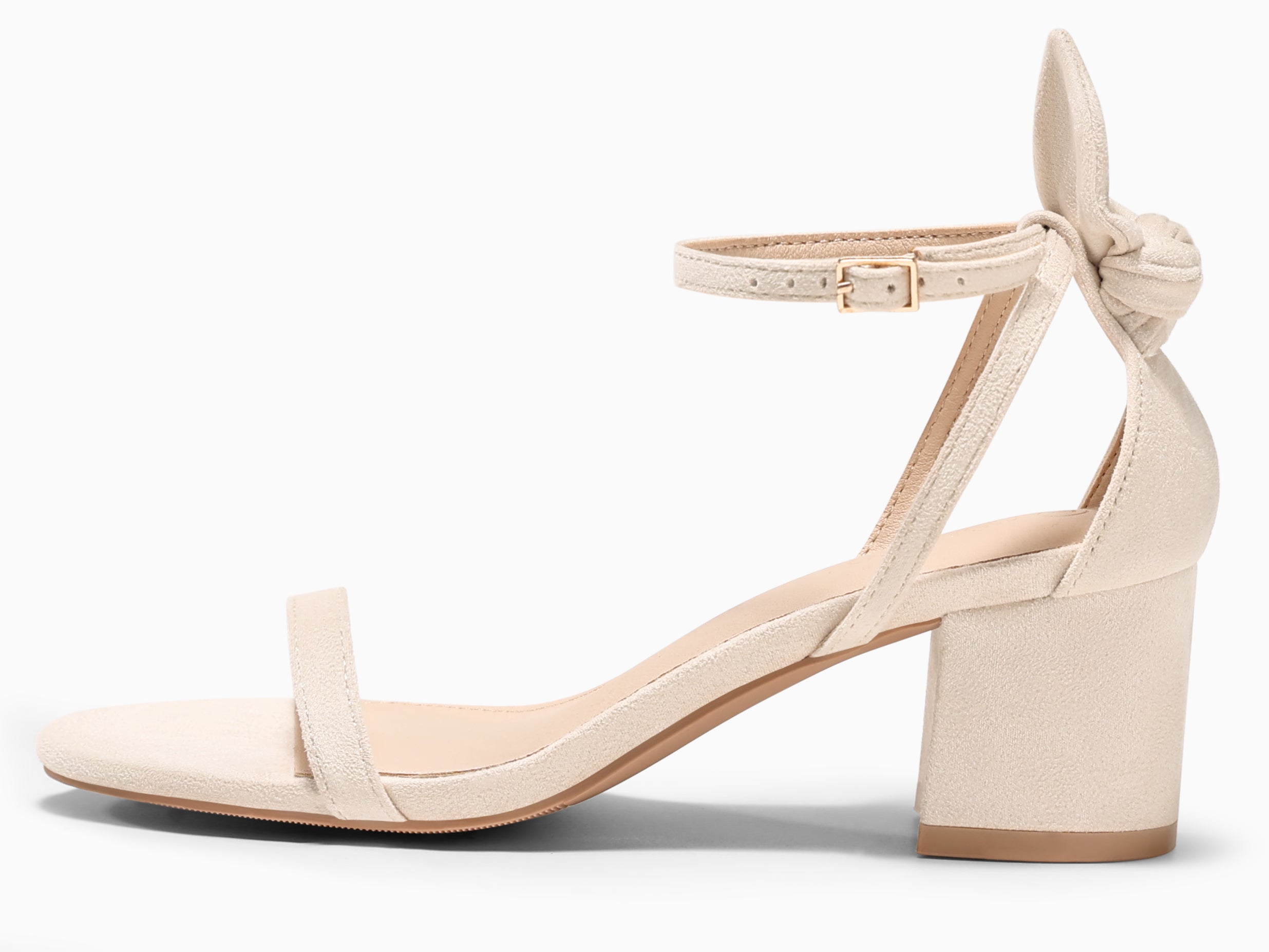 Coutgo Womens Beige Chunky Low Heels