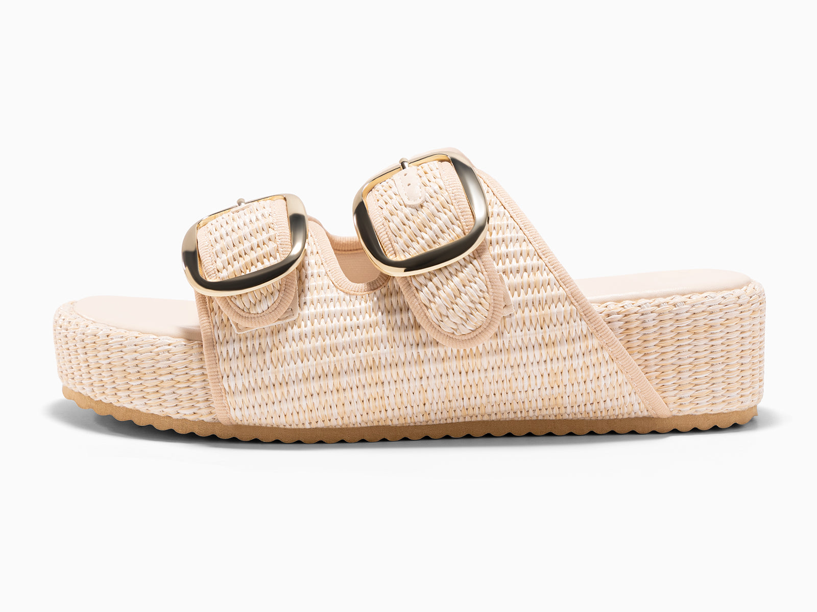 Coutgo Womens Beige Platform Raffia Sandals