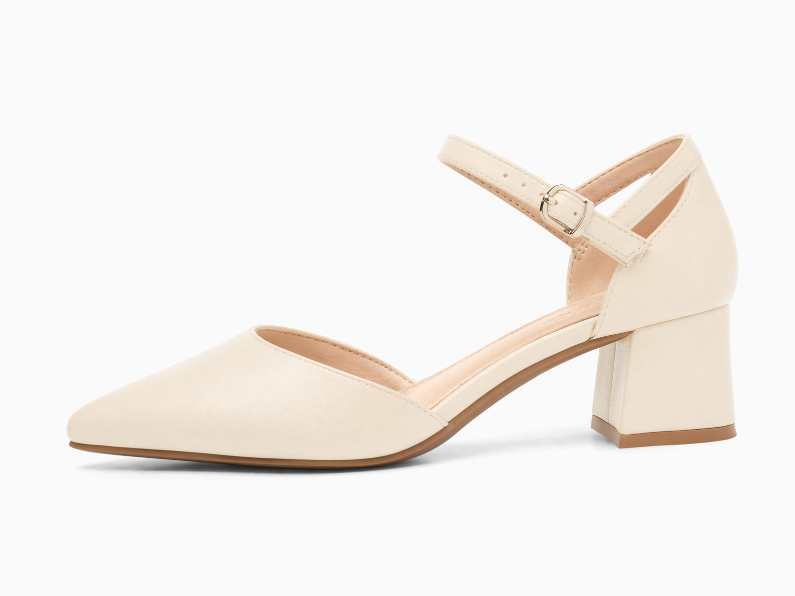 Coutgo Beige Womens Chunky Dress Shoes